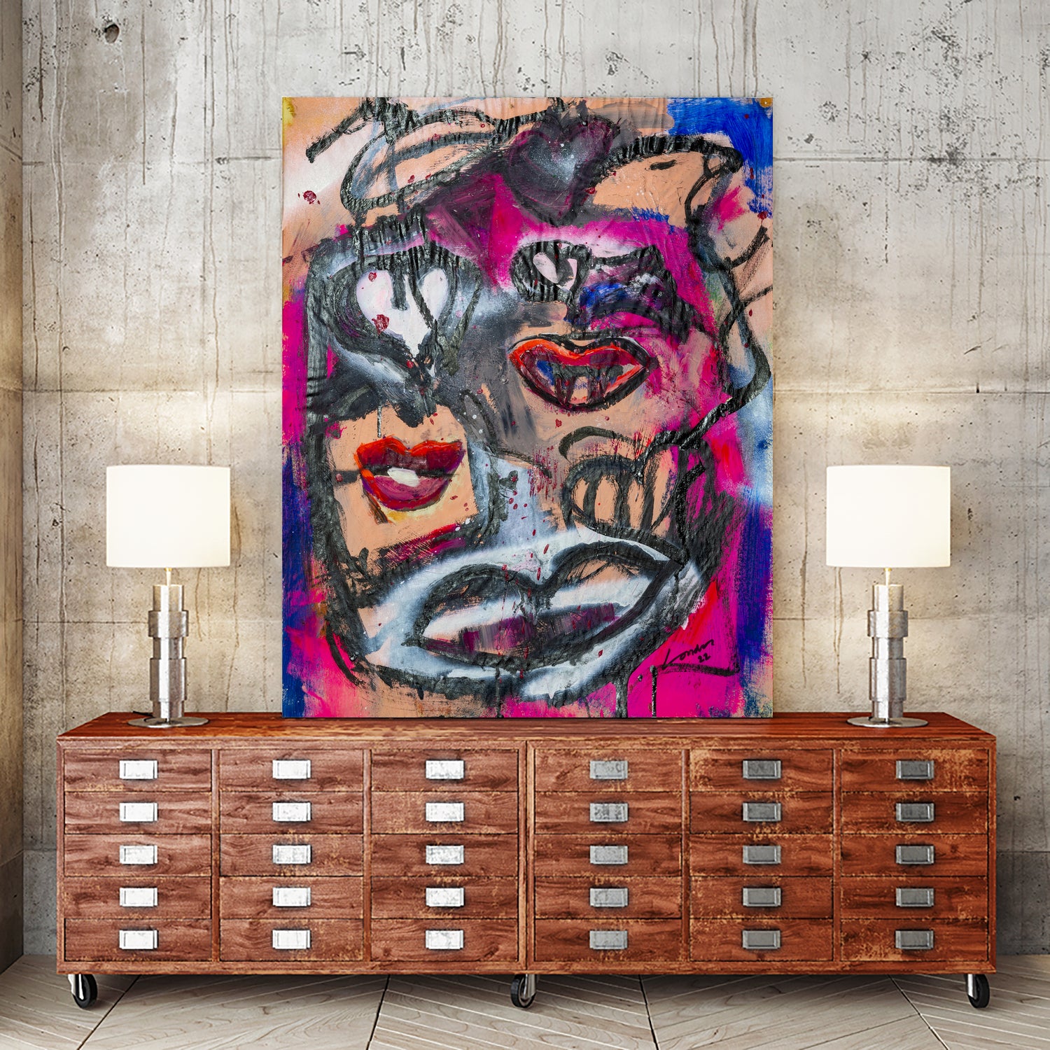 The Lips of Love by Janet London on GIANT ART - pink abstract