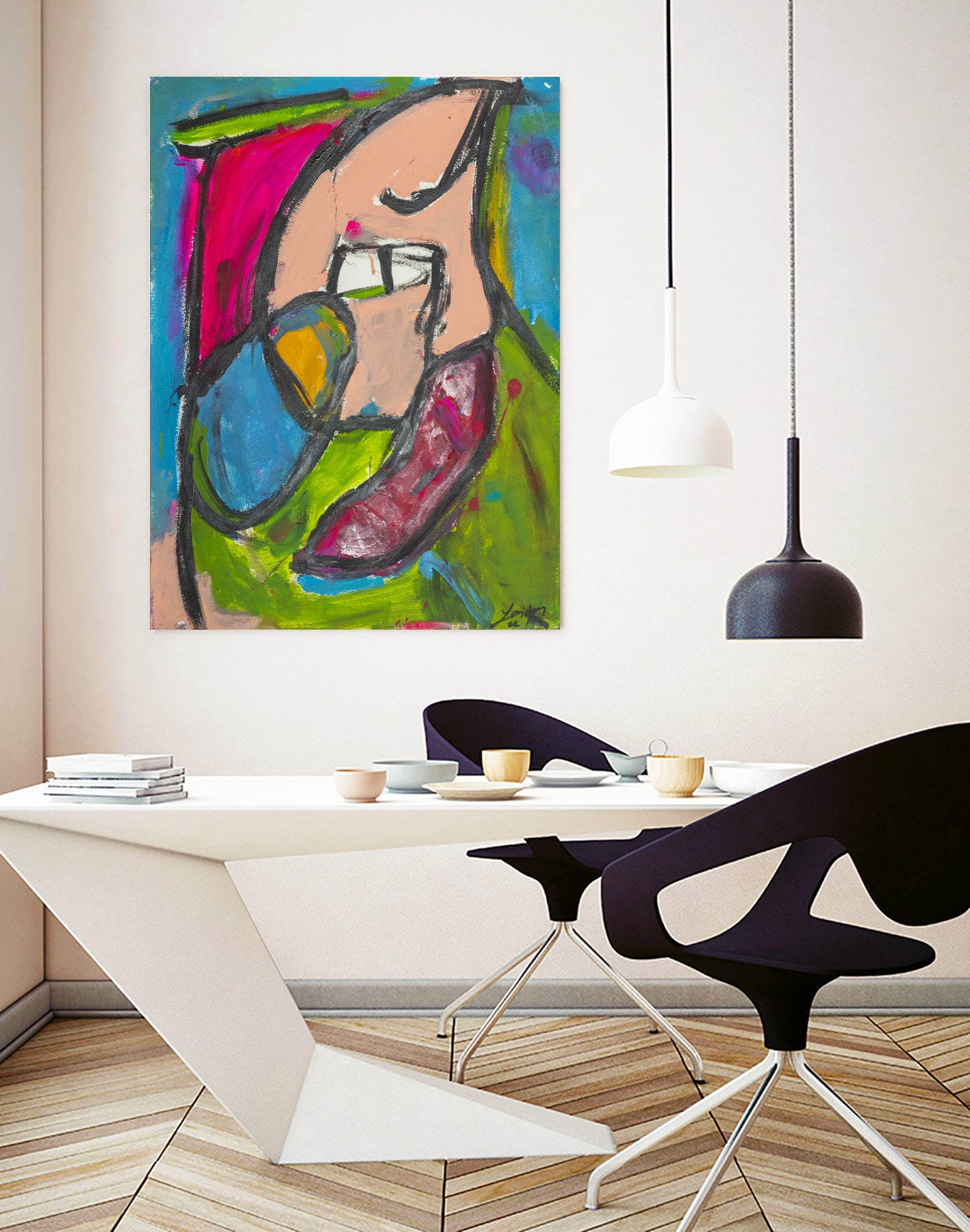 Fazes of the Moon by Janet London on GIANT ART - green abstract