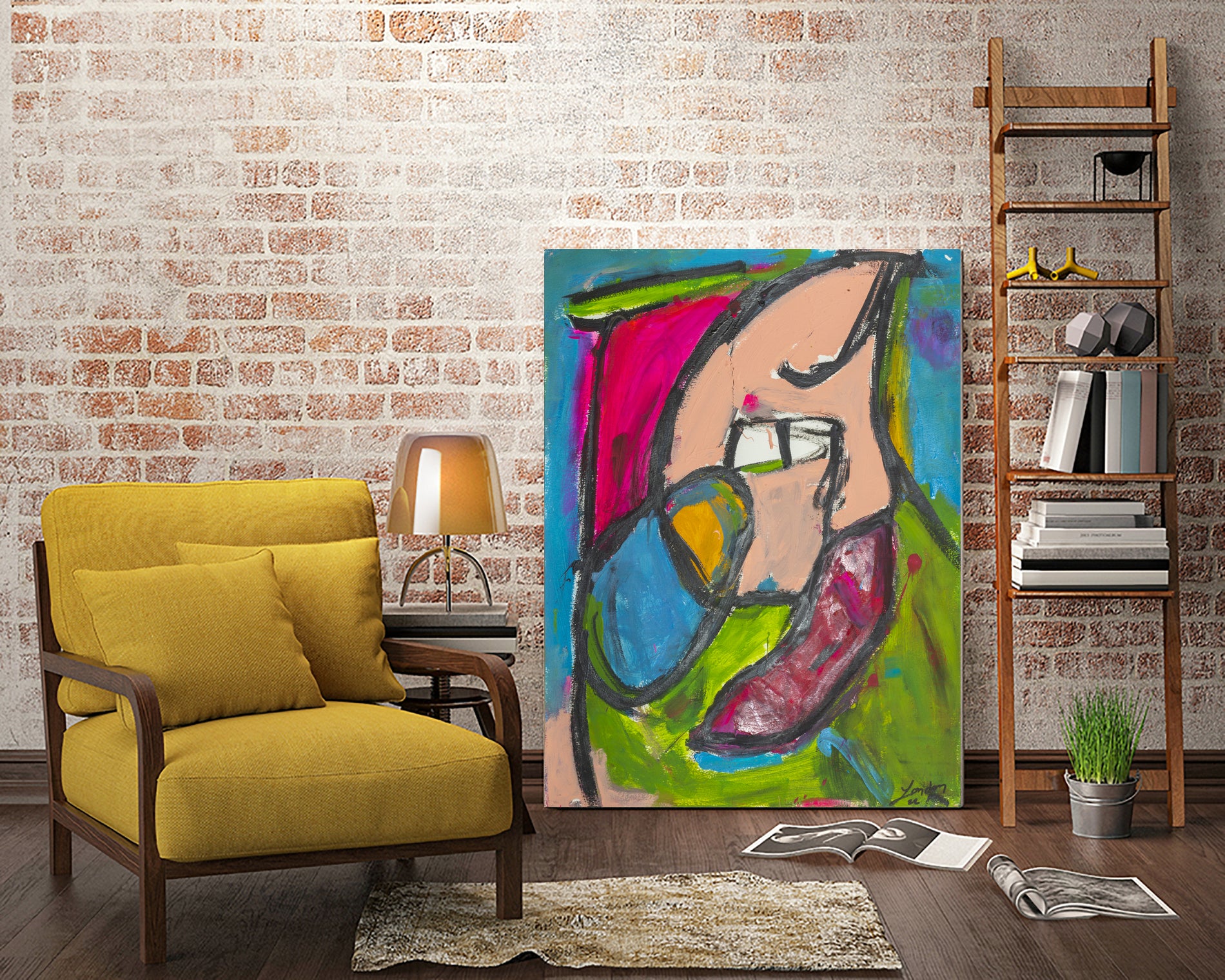 Fazes of the Moon by Janet London on GIANT ART - green abstract