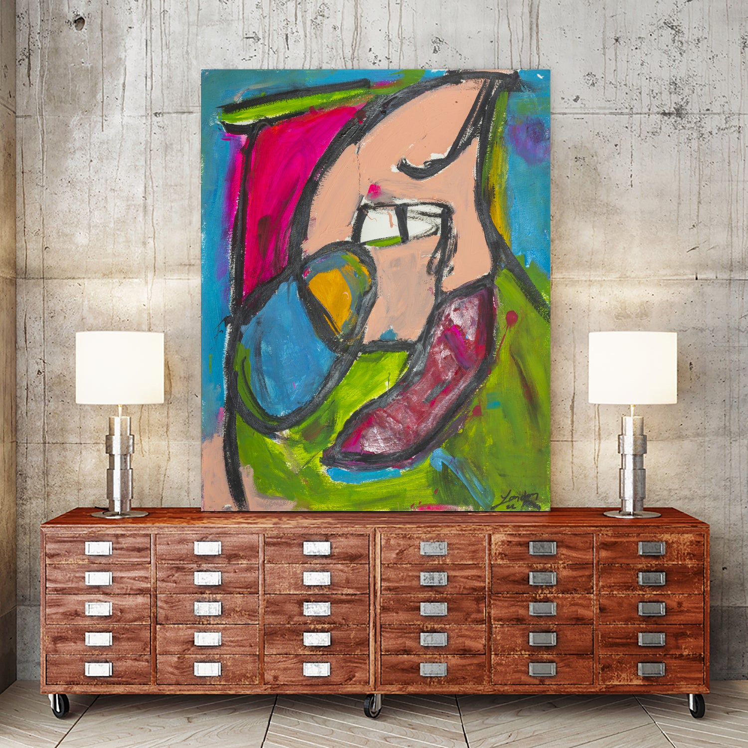 Fazes of the Moon by Janet London on GIANT ART - green abstract