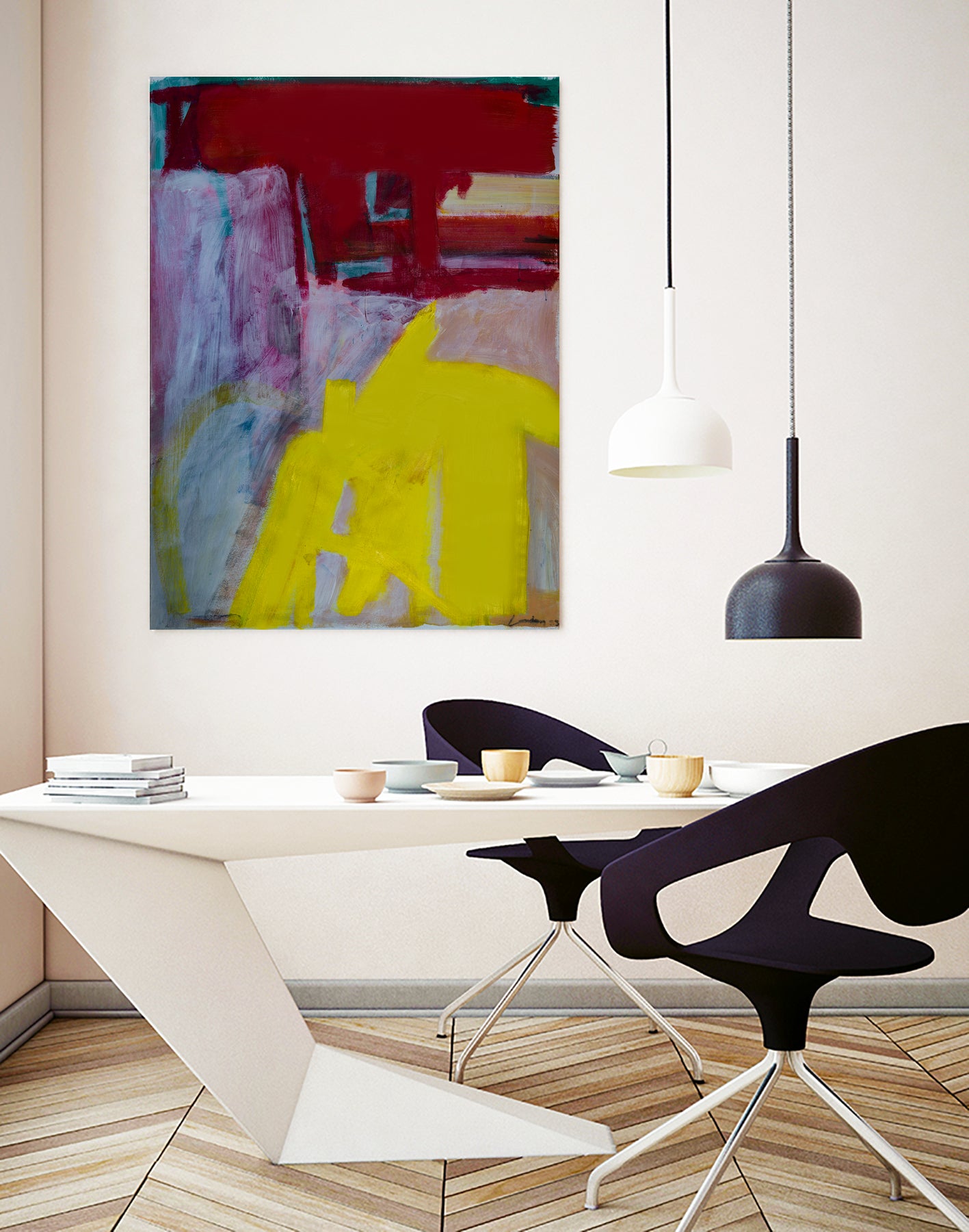 Red and Yellow Collide by Janet London on GIANT ART - yellow abstract