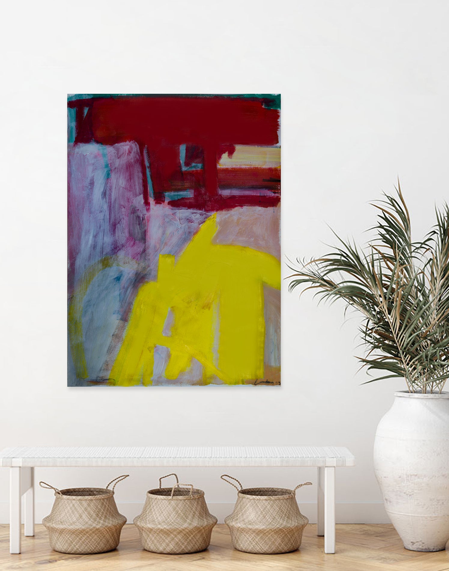 Red and Yellow Collide by Janet London on GIANT ART - yellow abstract