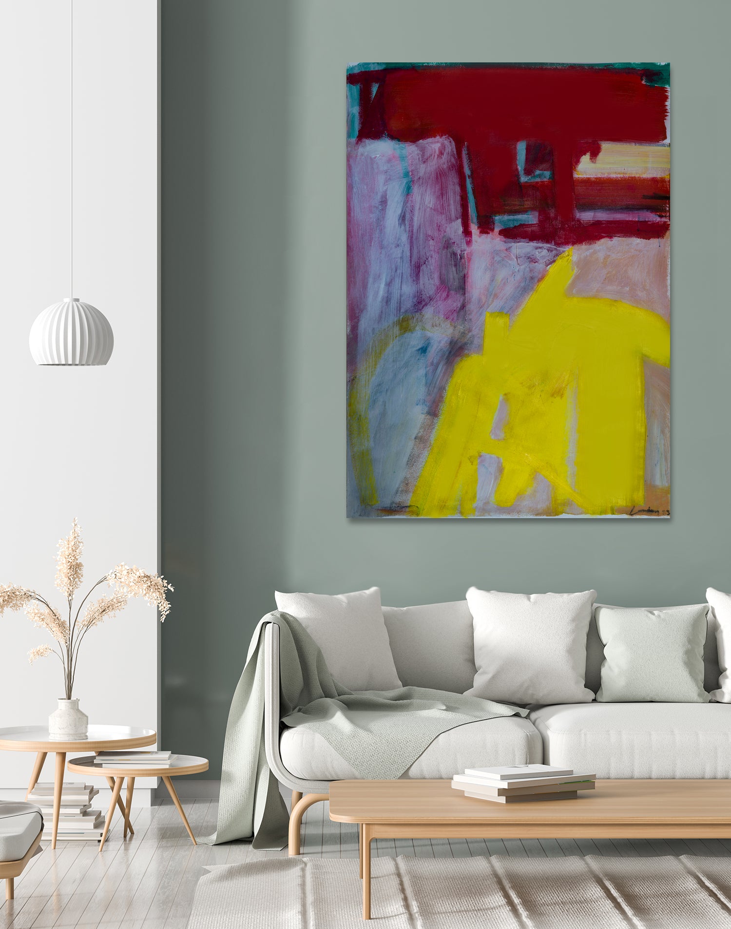 Red and Yellow Collide by Janet London on GIANT ART - yellow abstract