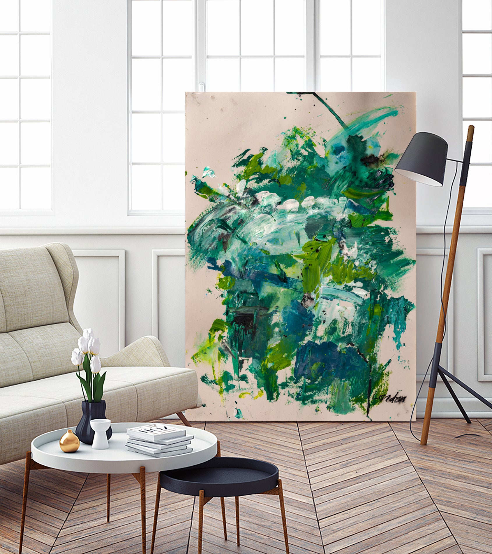 Endless Turquoise and Green No 2 by Janet London on GIANT ART - green abstract