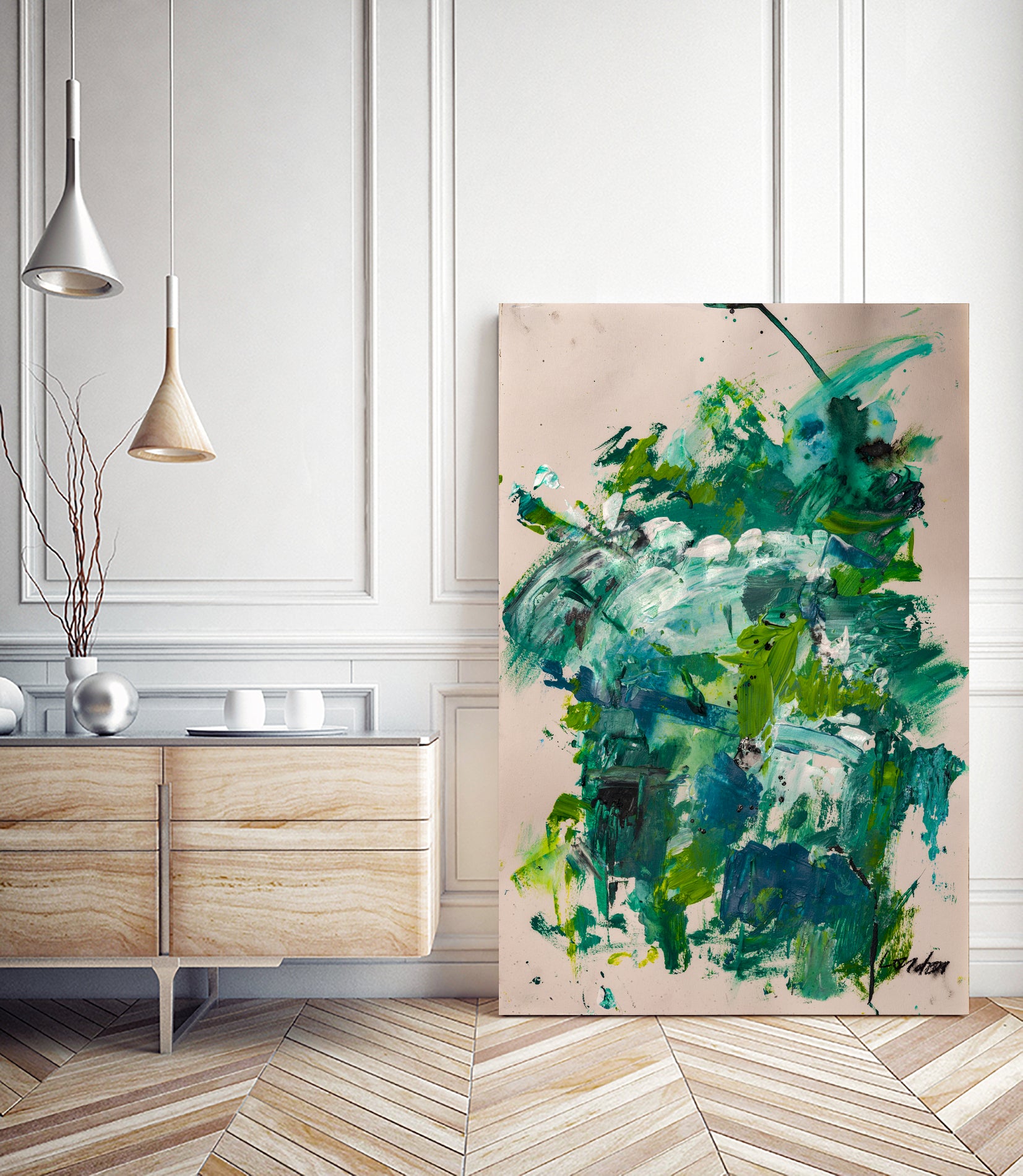 Endless Turquoise and Green No 2 by Janet London on GIANT ART - green abstract