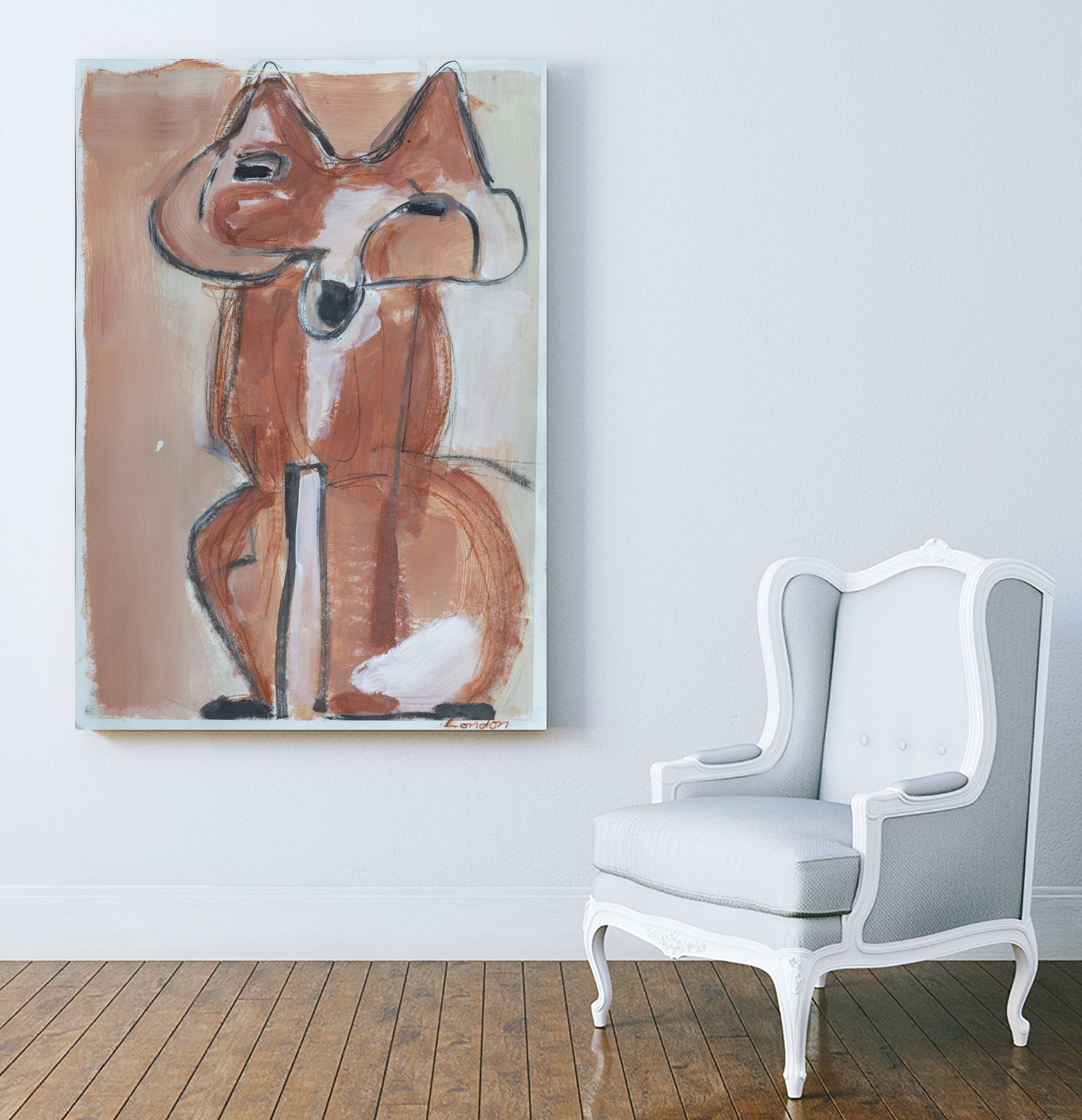 Abstract red fox by Janet London on GIANT ART - rust abstract fox