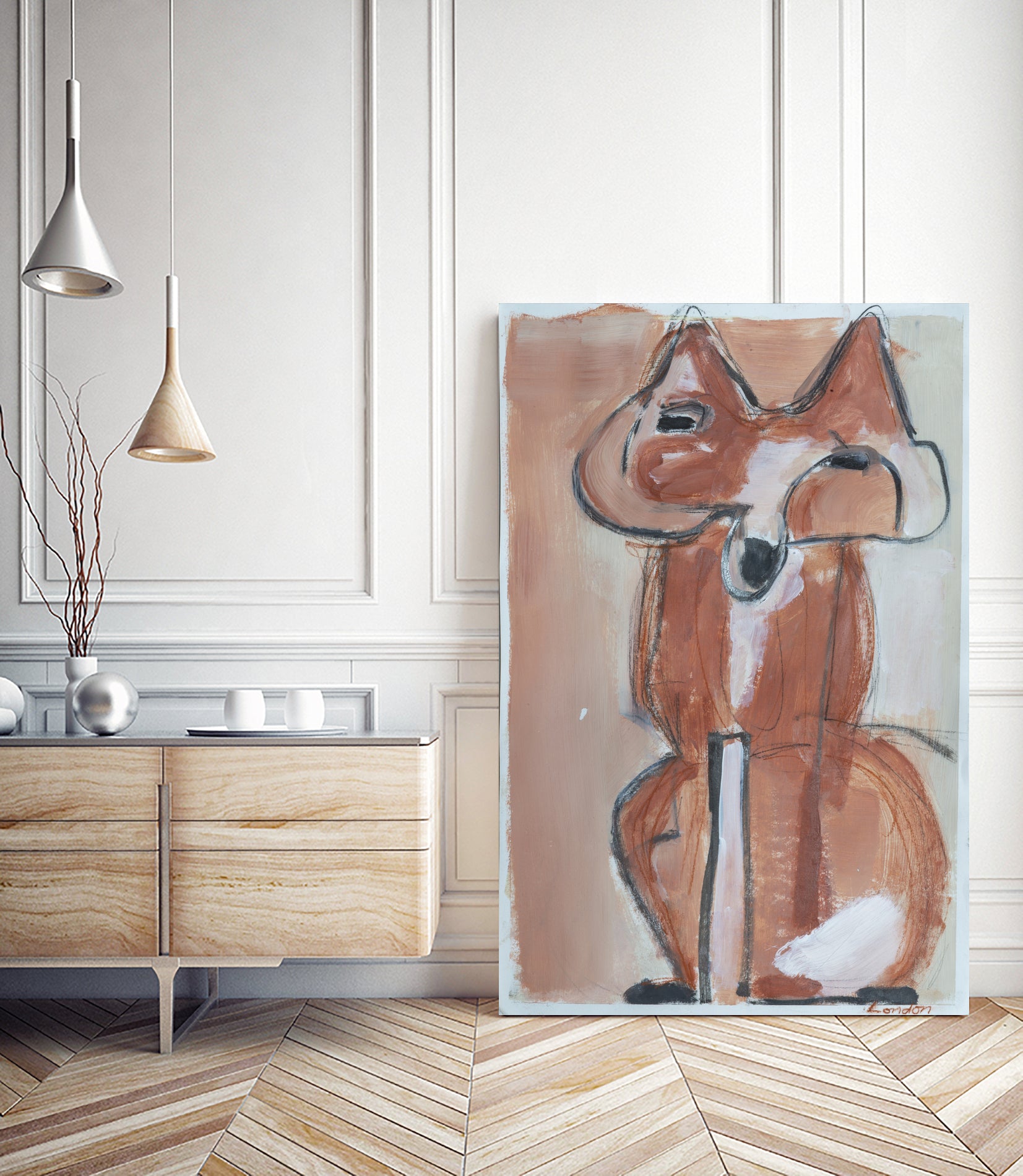 Abstract red fox by Janet London on GIANT ART - rust abstract fox