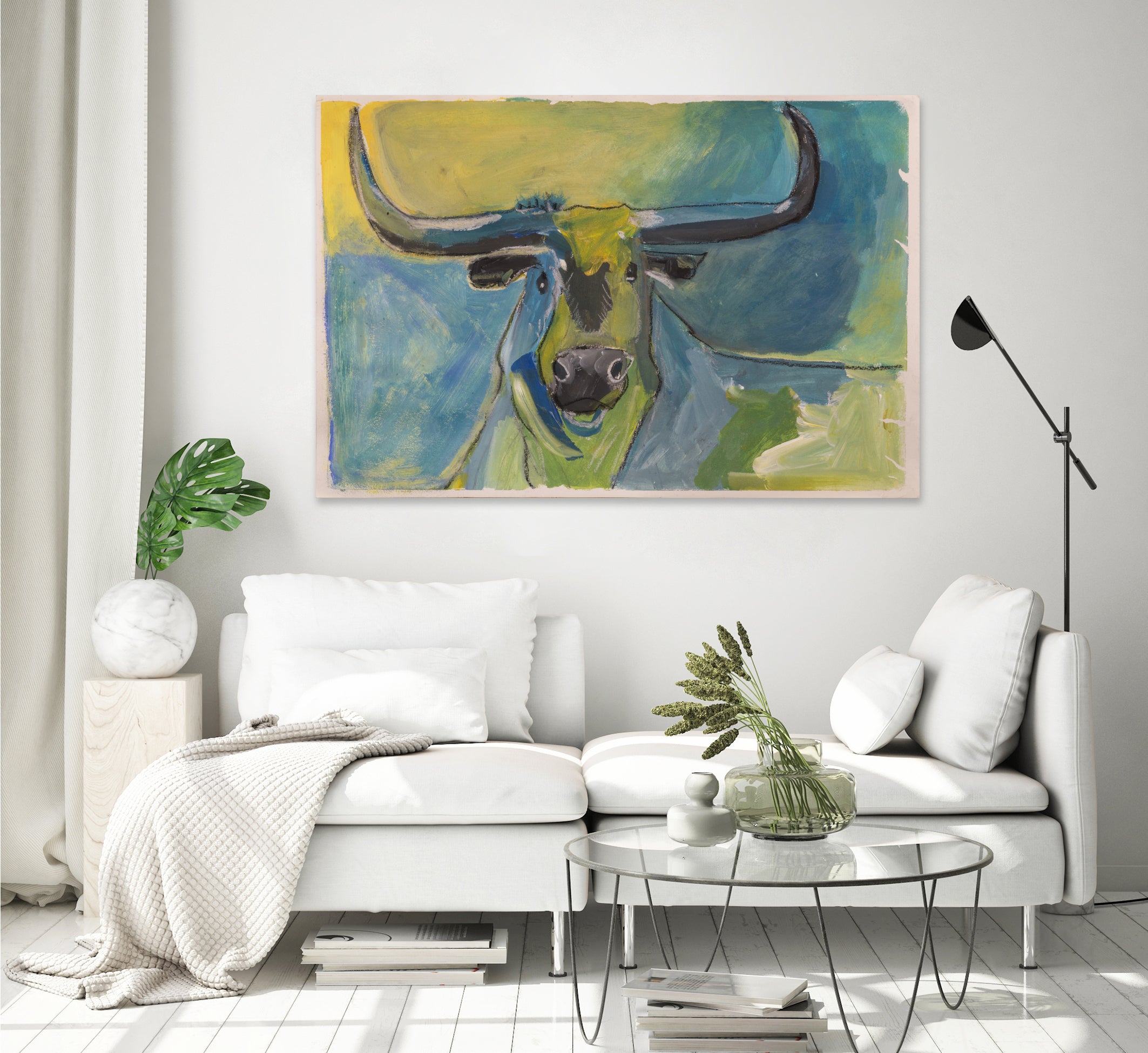 Bullseye by Janet London on GIANT ART - blue abstract bull