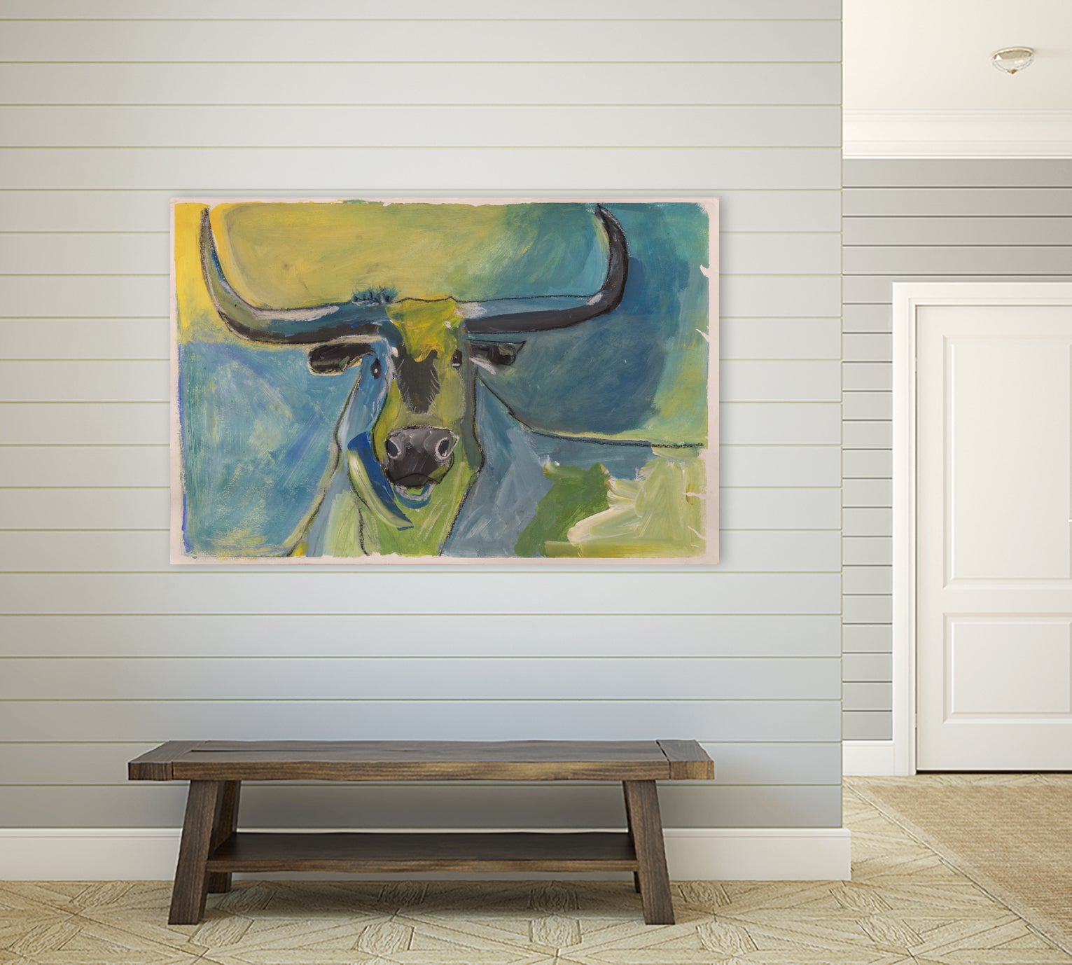 Bullseye by Janet London on GIANT ART - blue abstract bull