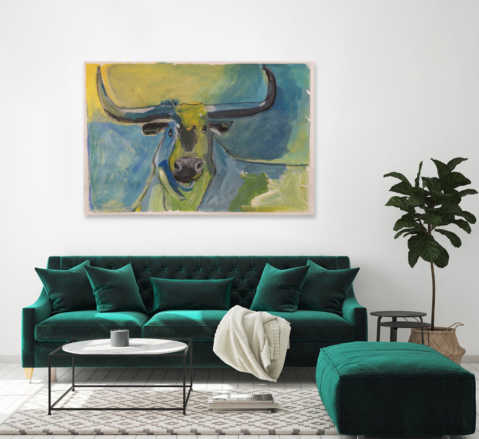 Bullseye by Janet London on GIANT ART - blue abstract bull