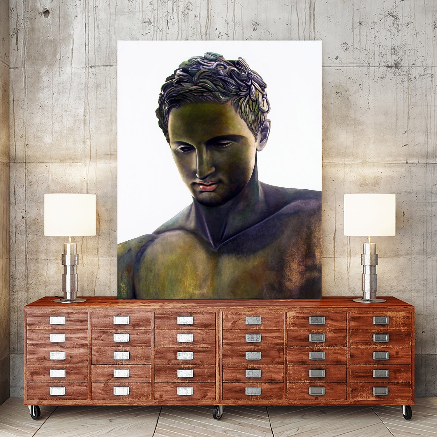 Apoxyomenos by Matthew Holden Bates on GIANT ART - green statues