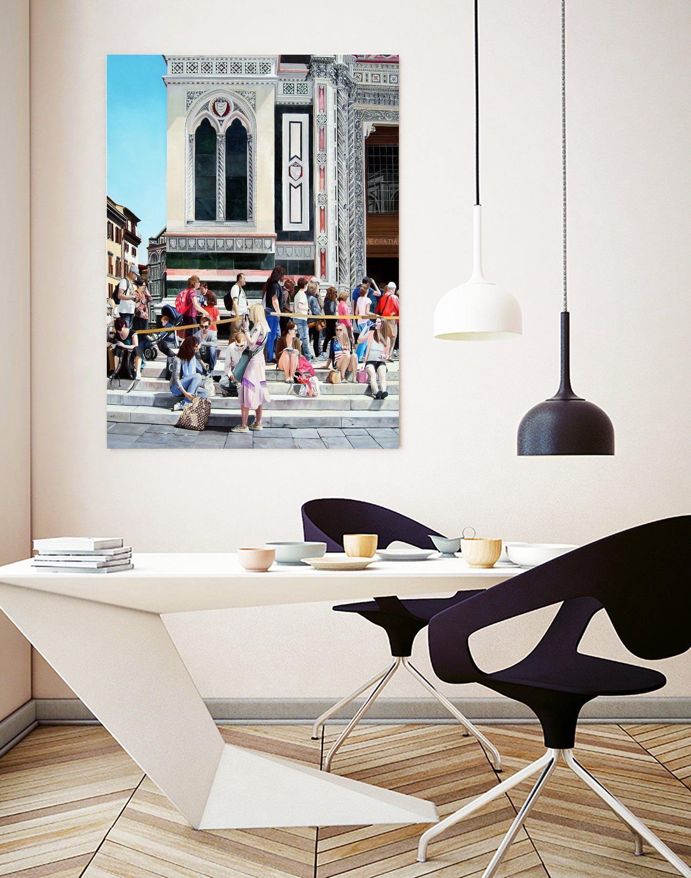 Sitting on the Steps of the Duomo by Matthew Holden Bates on GIANT ART - blue landscape