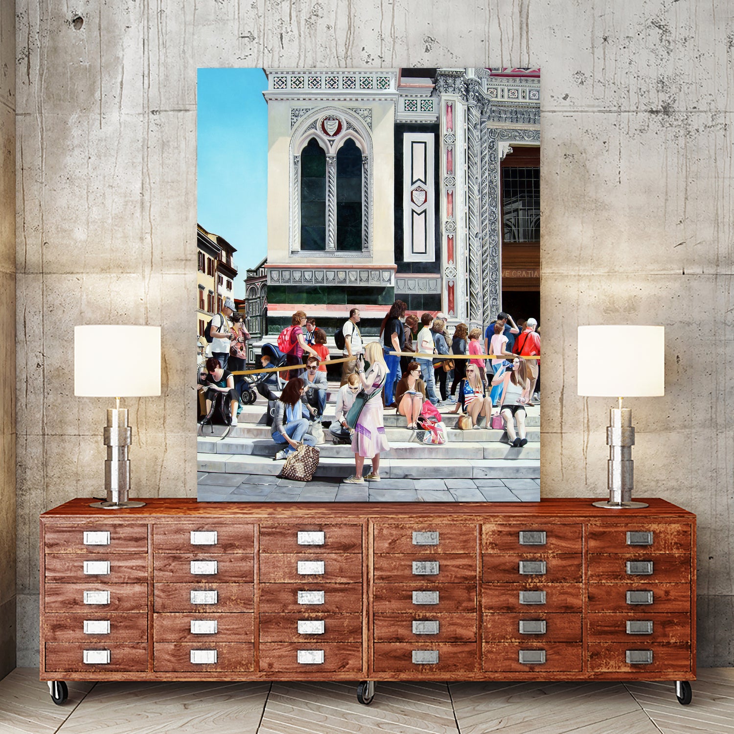 Sitting on the Steps of the Duomo by Matthew Holden Bates on GIANT ART - blue landscape