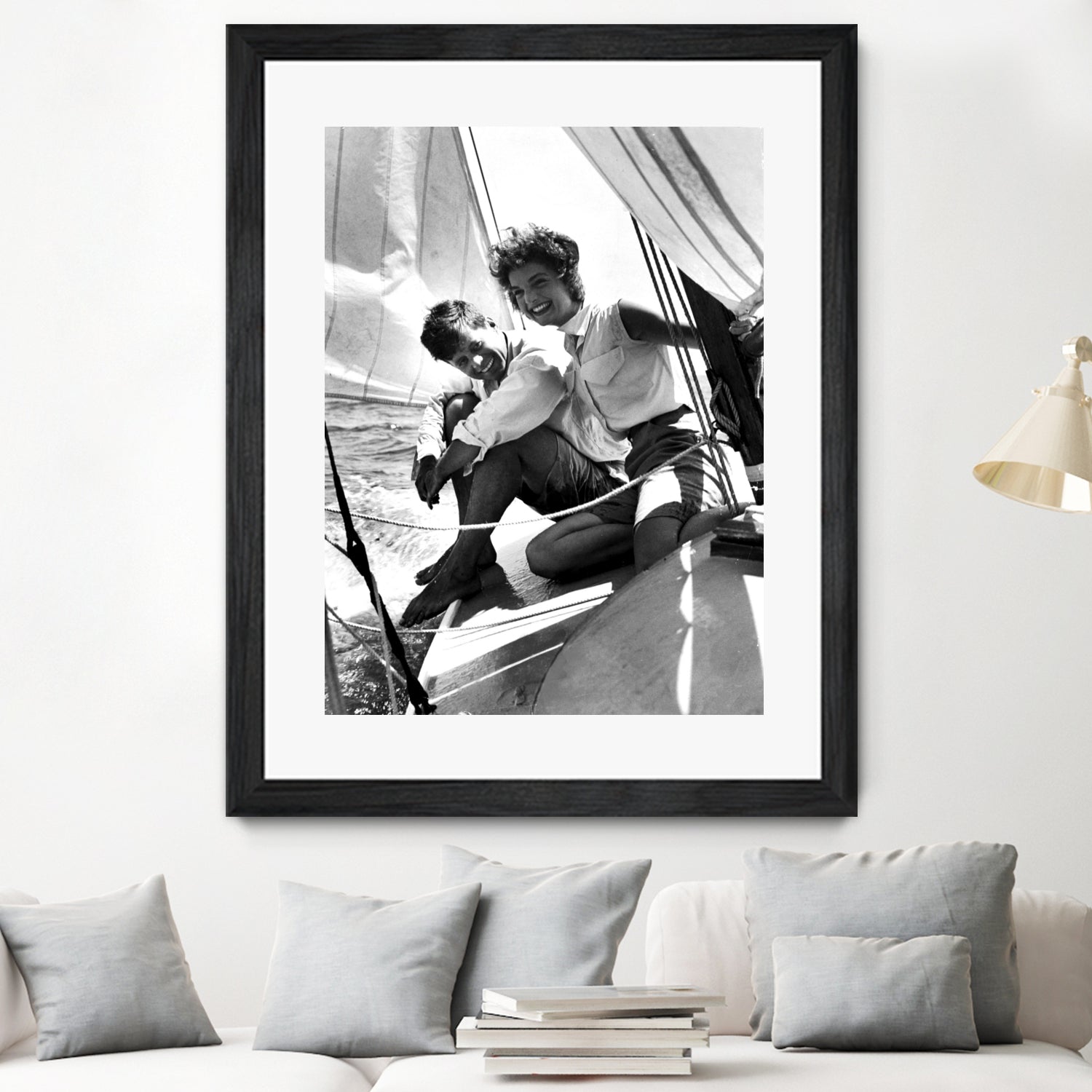 Jackie and Jack on a Boat by M Studio on GIANT ART - black and white photography