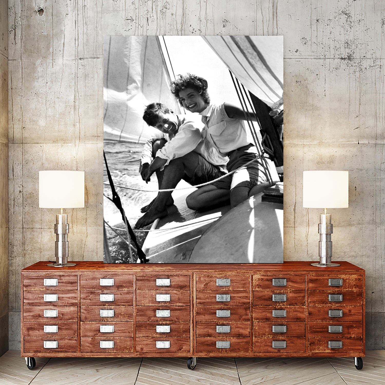 Jackie and Jack on a Boat by M Studio on GIANT ART - black and white photography