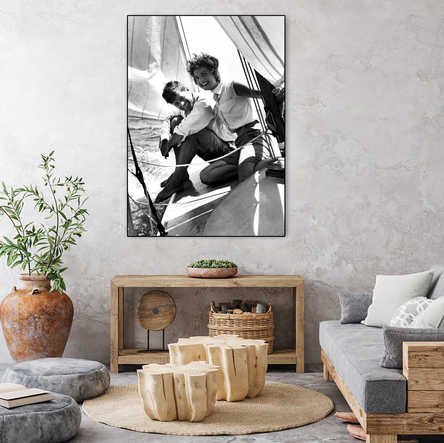 Jackie and Jack on a Boat by M Studio on GIANT ART - black and white photography