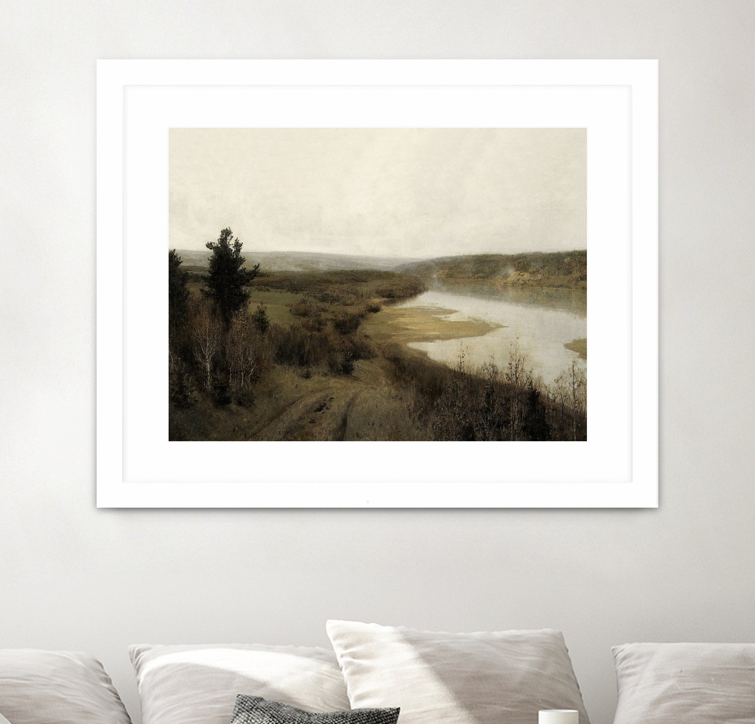 View On The Lake by M Studio on GIANT ART - green landscape framed canvas