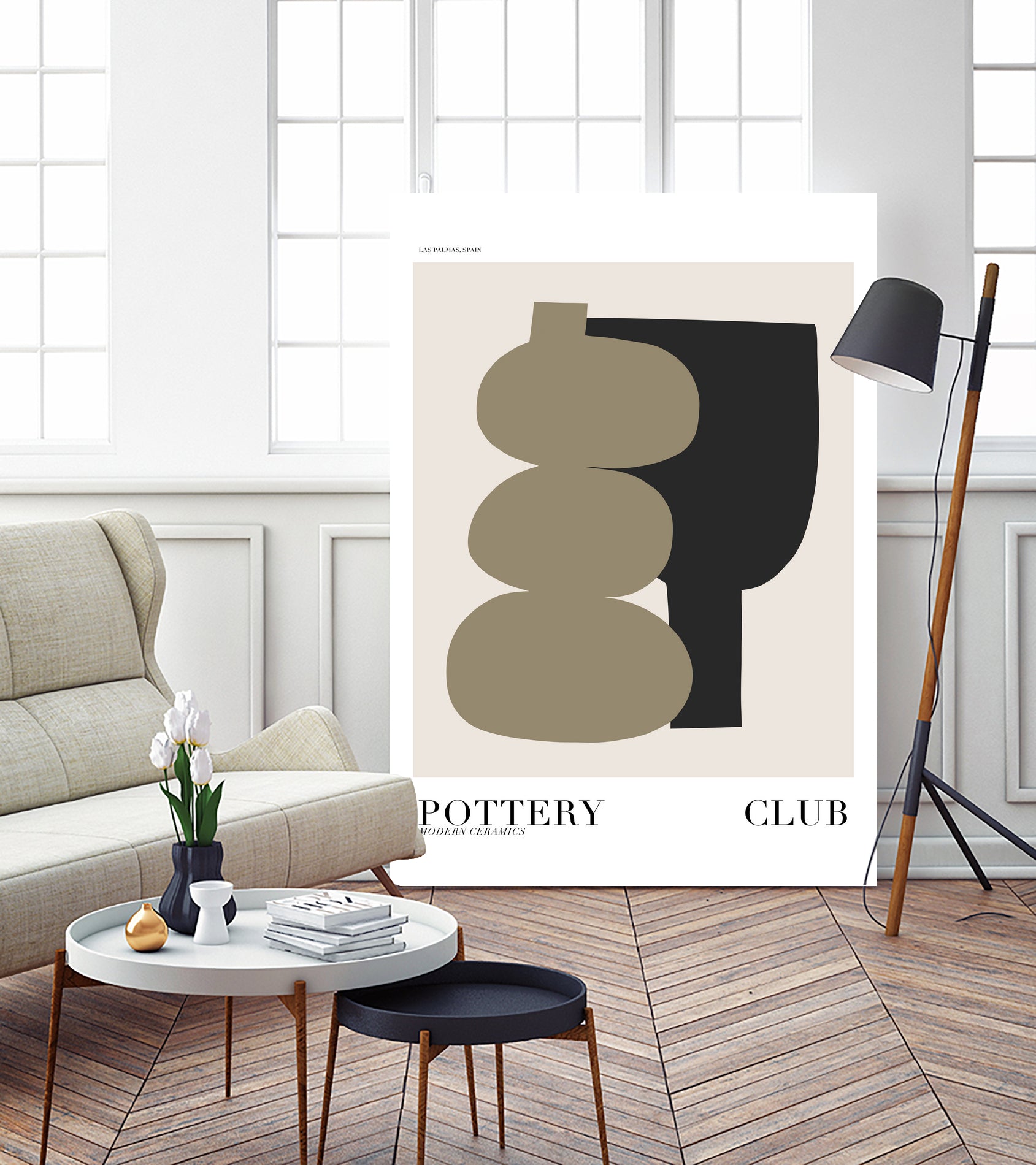 Pottery by M Studio on GIANT ART - pink figurative framed canvas