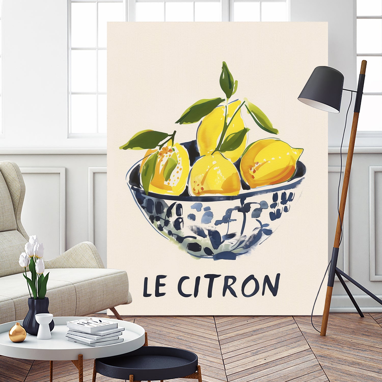 Le Citron by M Studio on GIANT ART - blue figurative canvas frame