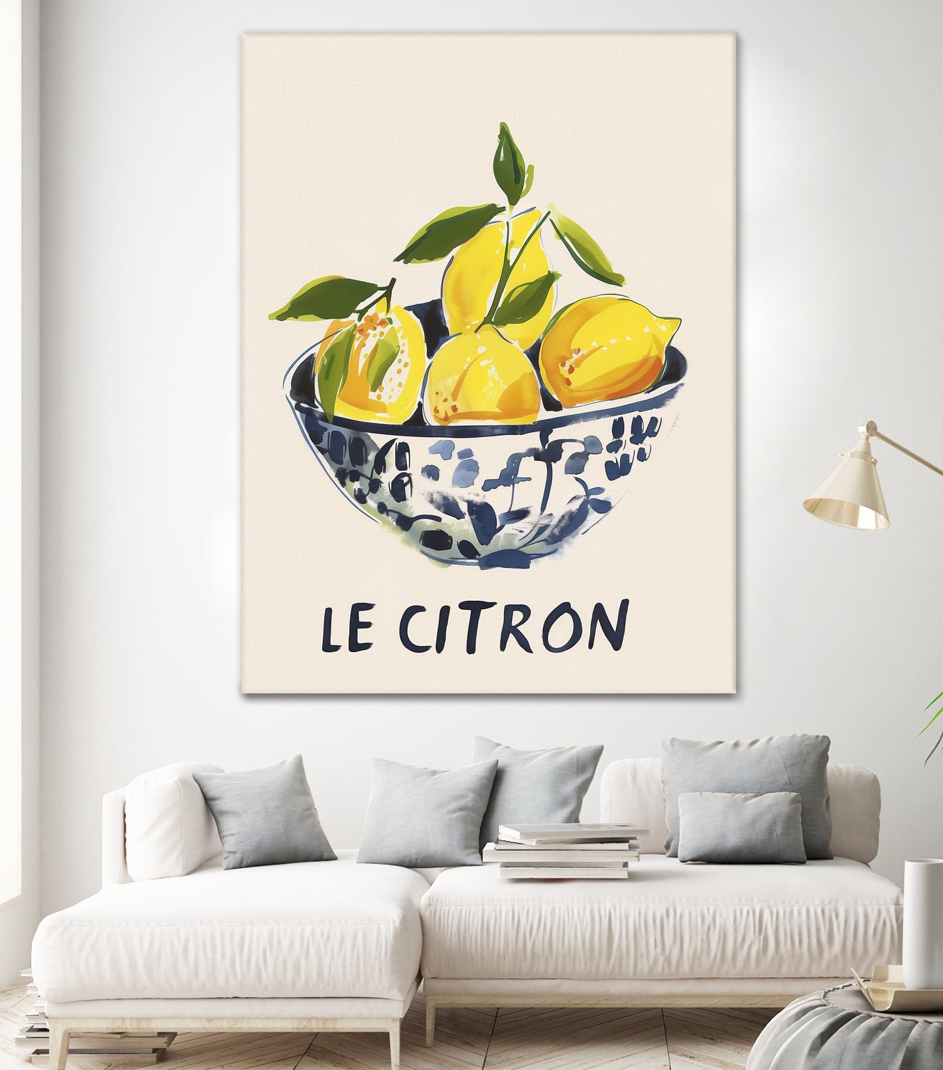 Le Citron by M Studio on GIANT ART - blue figurative canvas frame