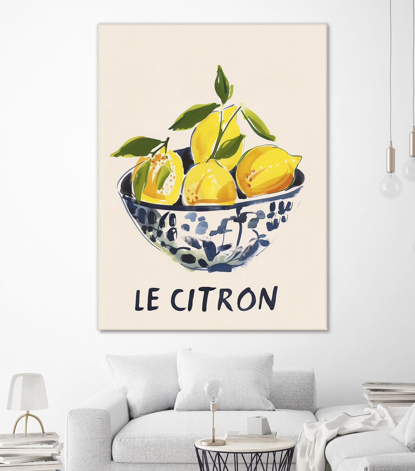 Le Citron by M Studio on GIANT ART - blue figurative canvas frame