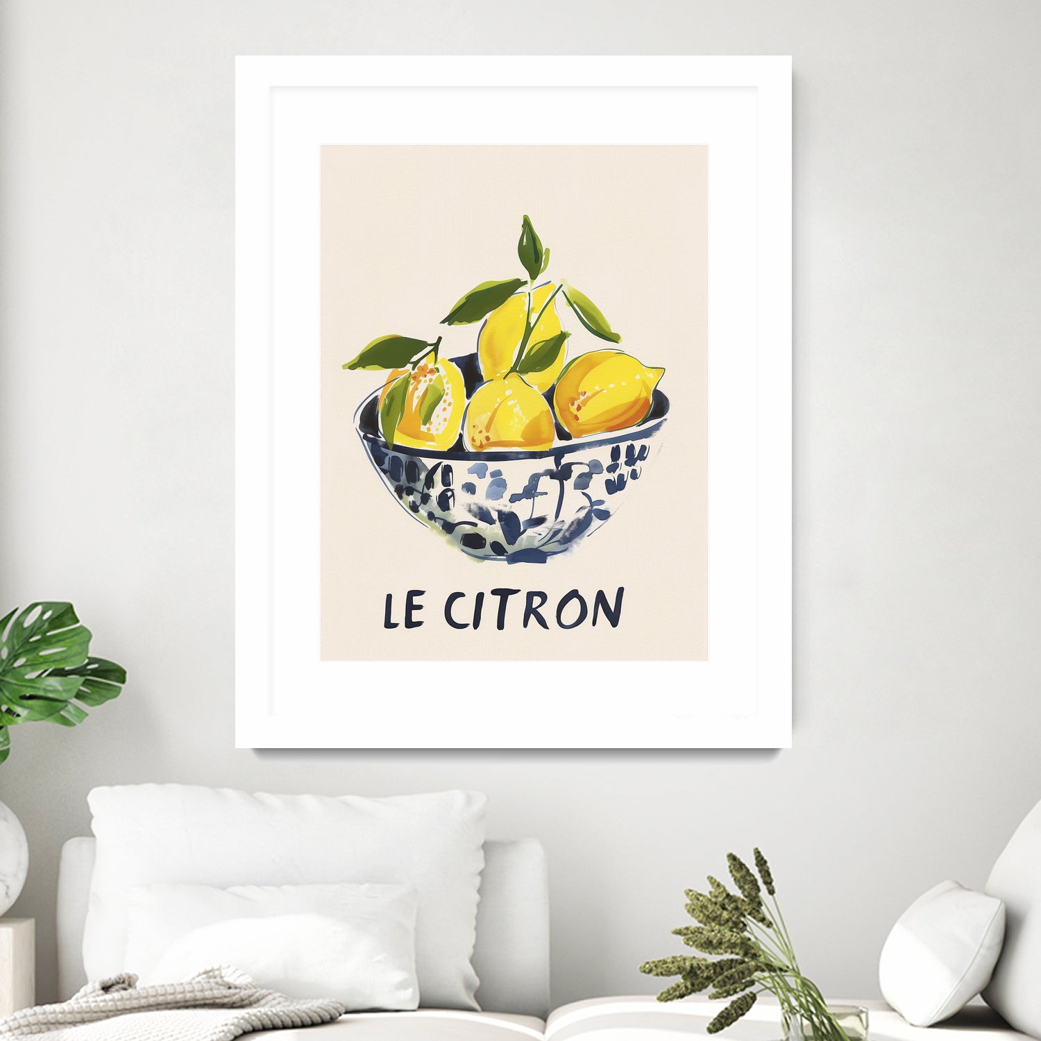 Le Citron by M Studio on GIANT ART - blue figurative canvas frame