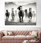Run by M Studio on GIANT ART - white black and white  horse