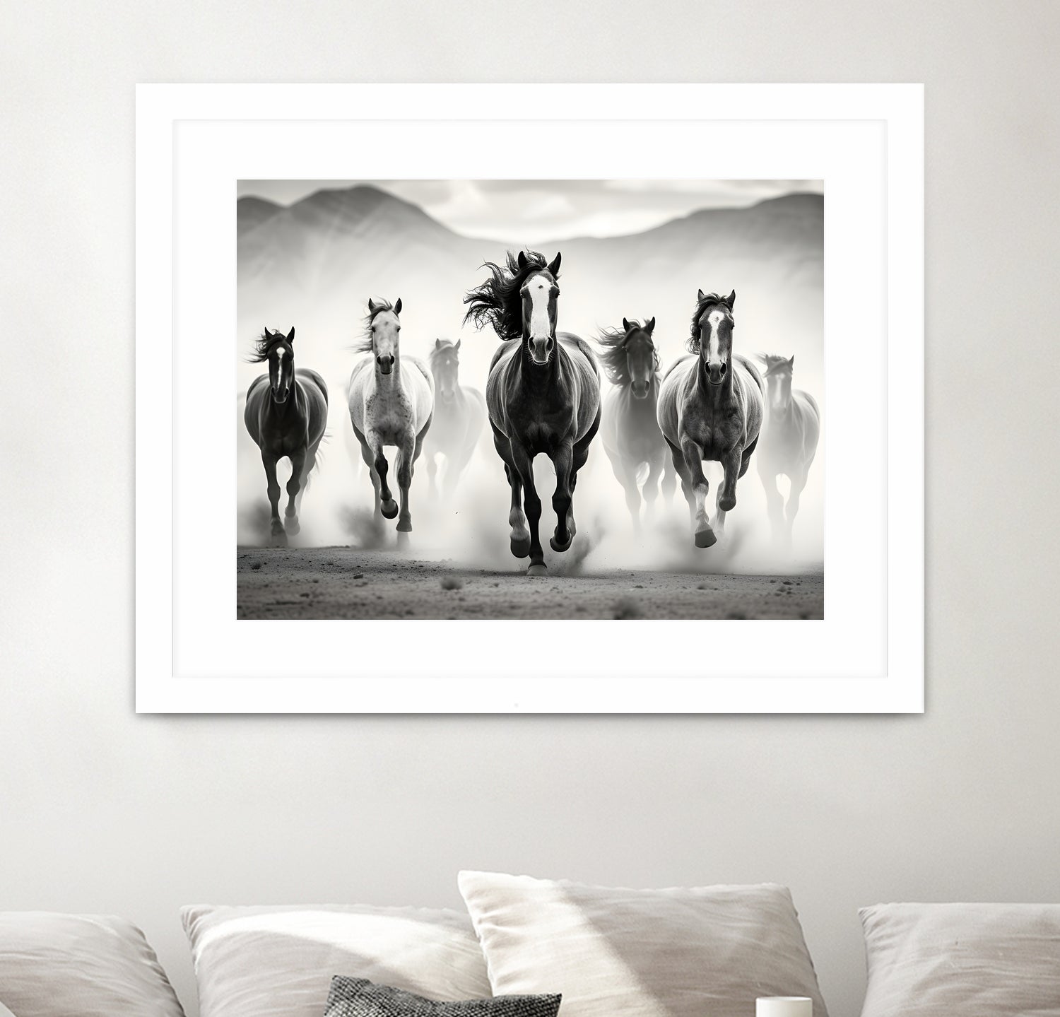 Run by M Studio on GIANT ART - white black and white  horse