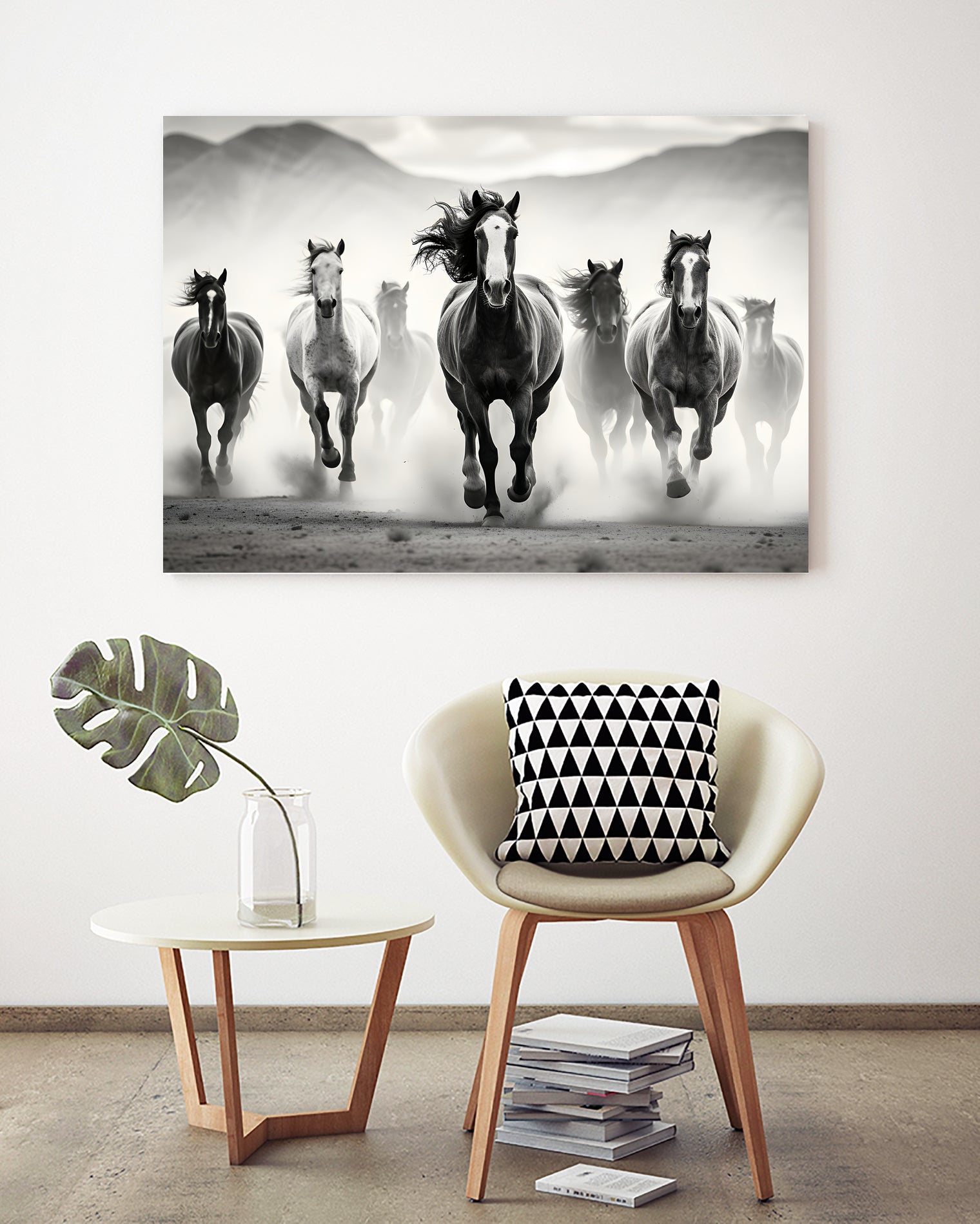 Run by M Studio on GIANT ART - white black and white  horse