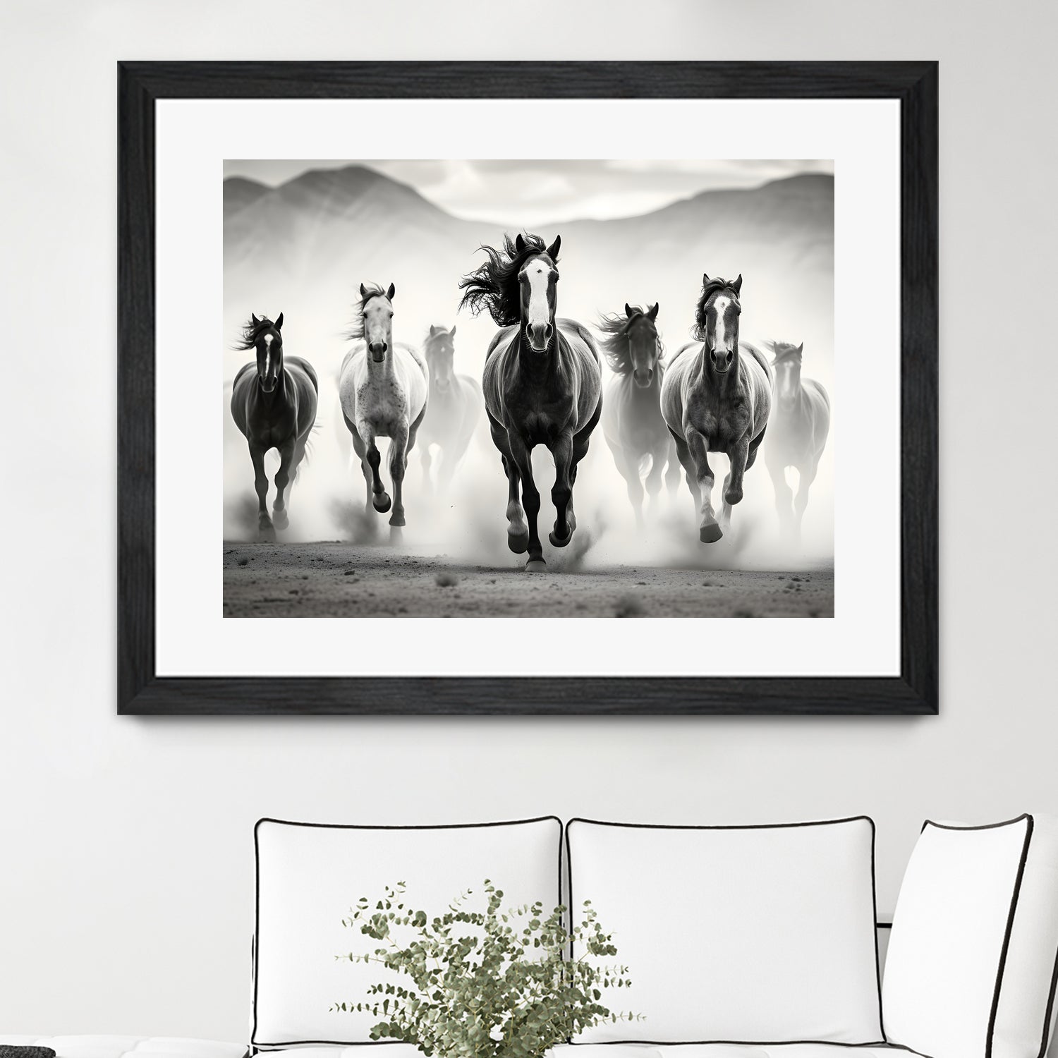 Run by M Studio on GIANT ART - white black and white  horse
