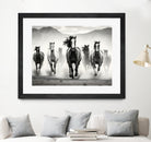 Run by M Studio on GIANT ART - white black and white  horse
