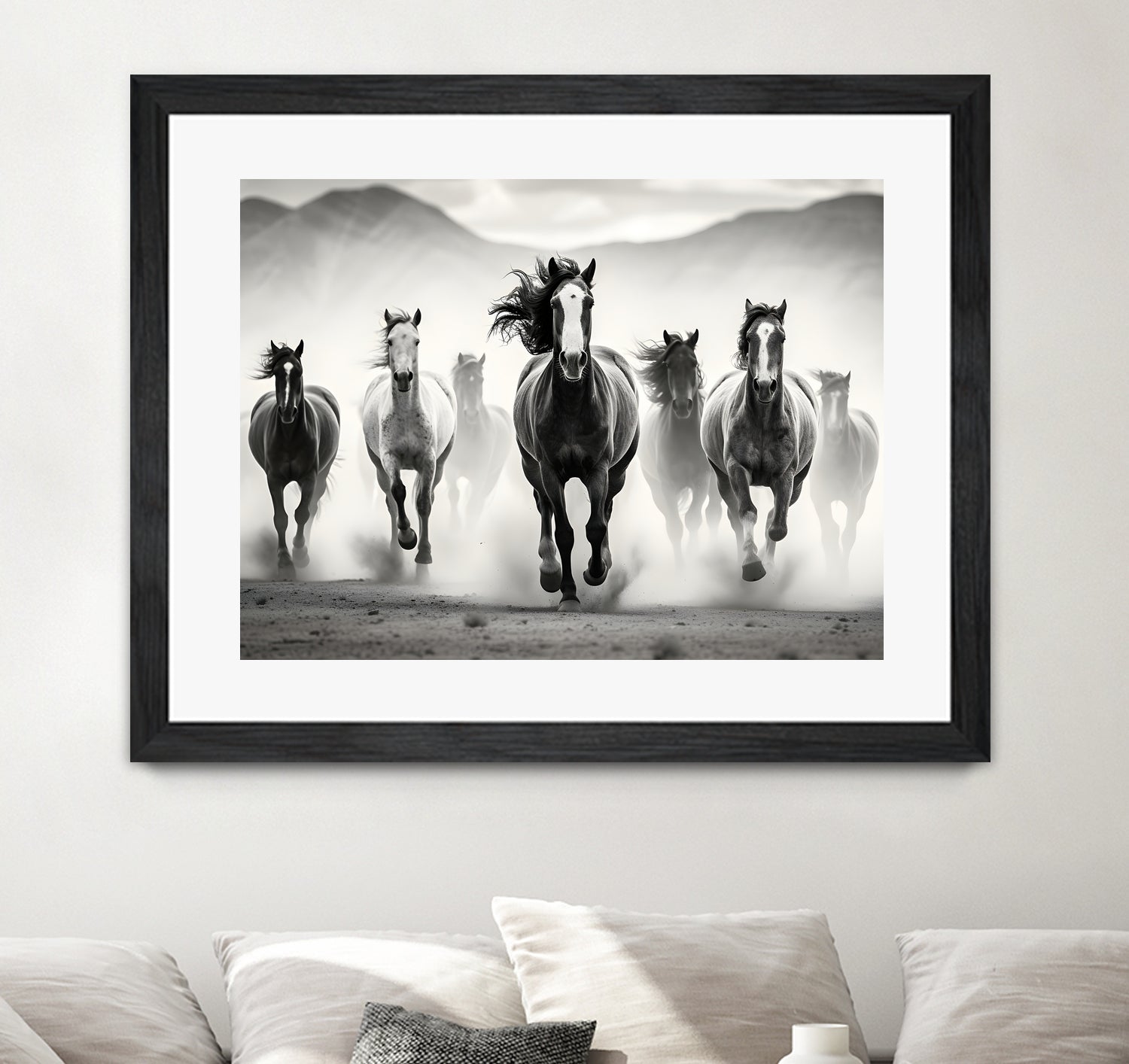 Run by M Studio on GIANT ART - white black and white  horse