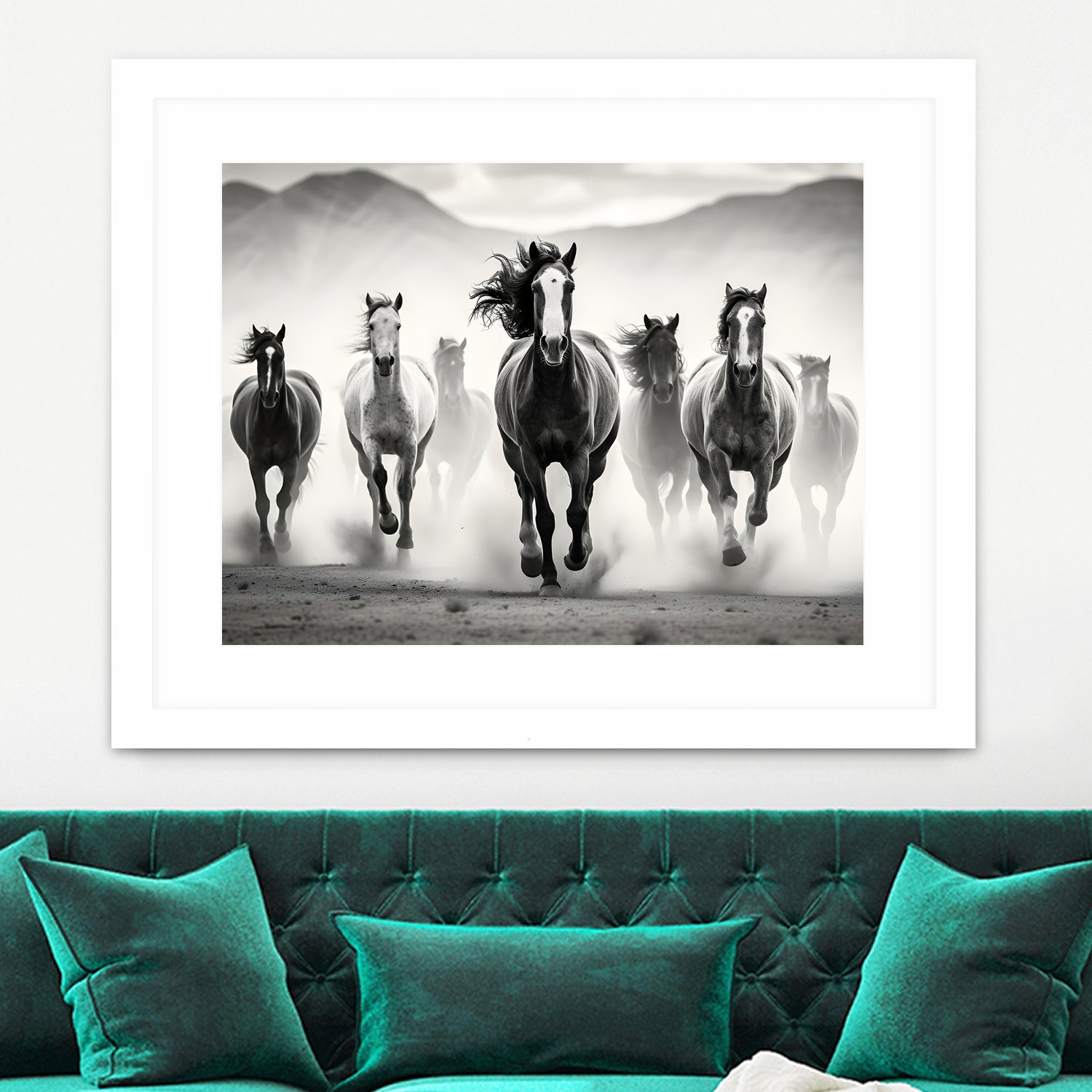 Run by M Studio on GIANT ART - white black and white  horse