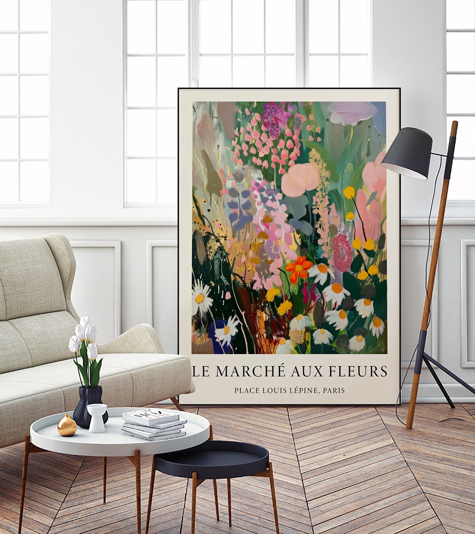 Marché aux Fleurs by M Studio on GIANT ART - pink botanique