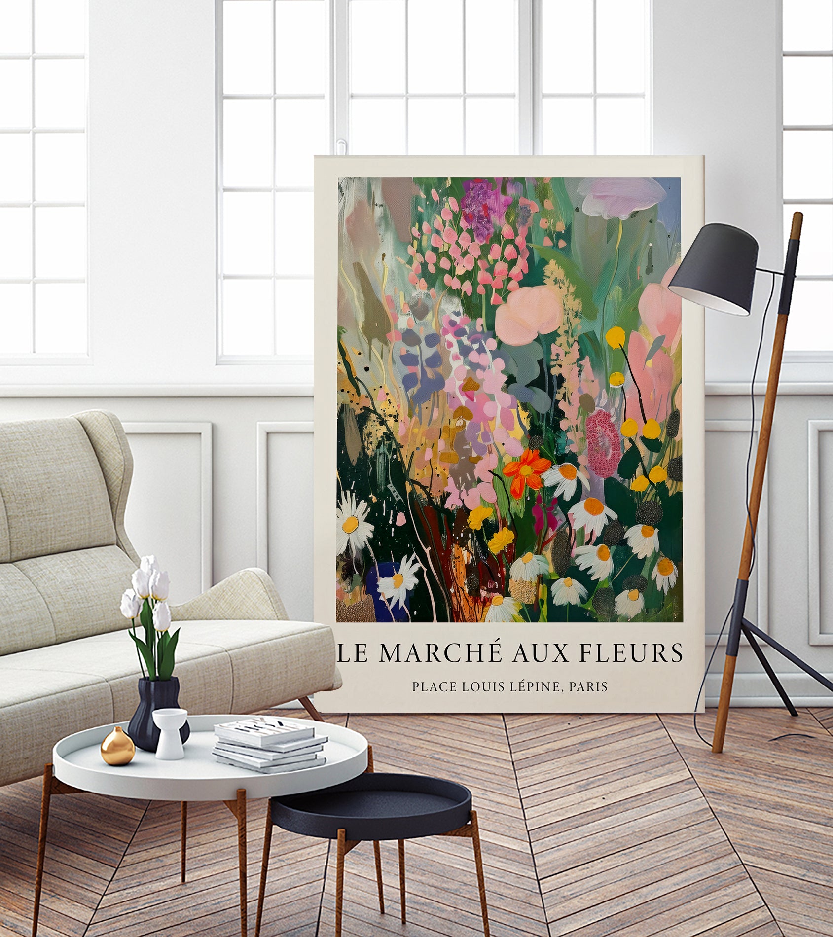 Marché aux Fleurs by M Studio on GIANT ART - pink botanique