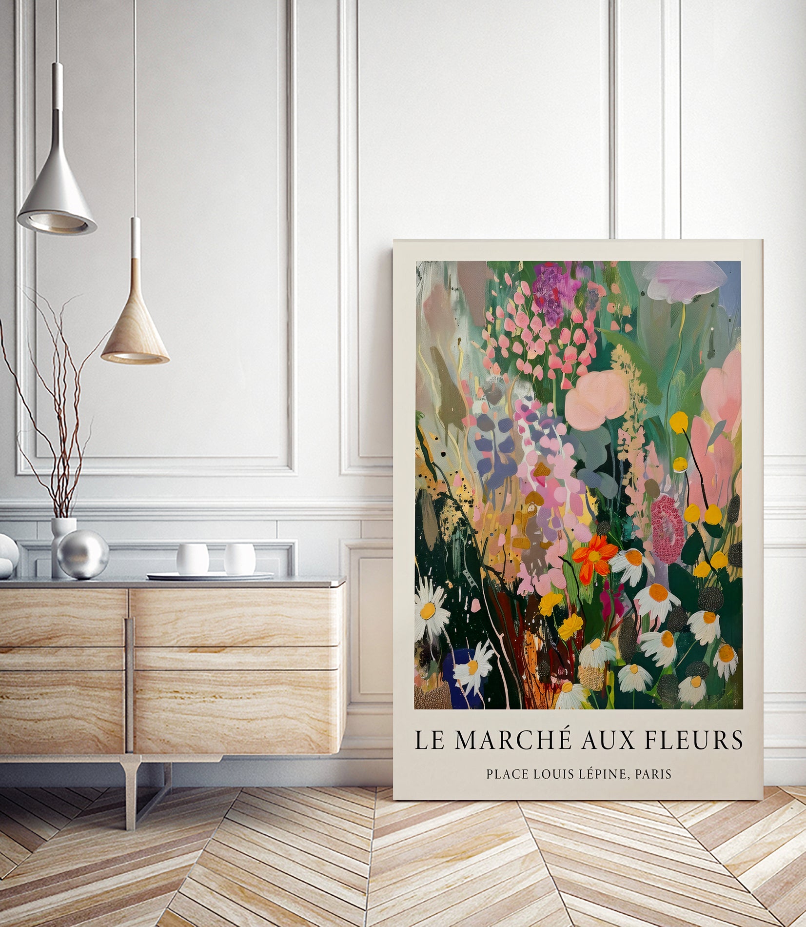 Marché aux Fleurs by M Studio on GIANT ART - pink botanique