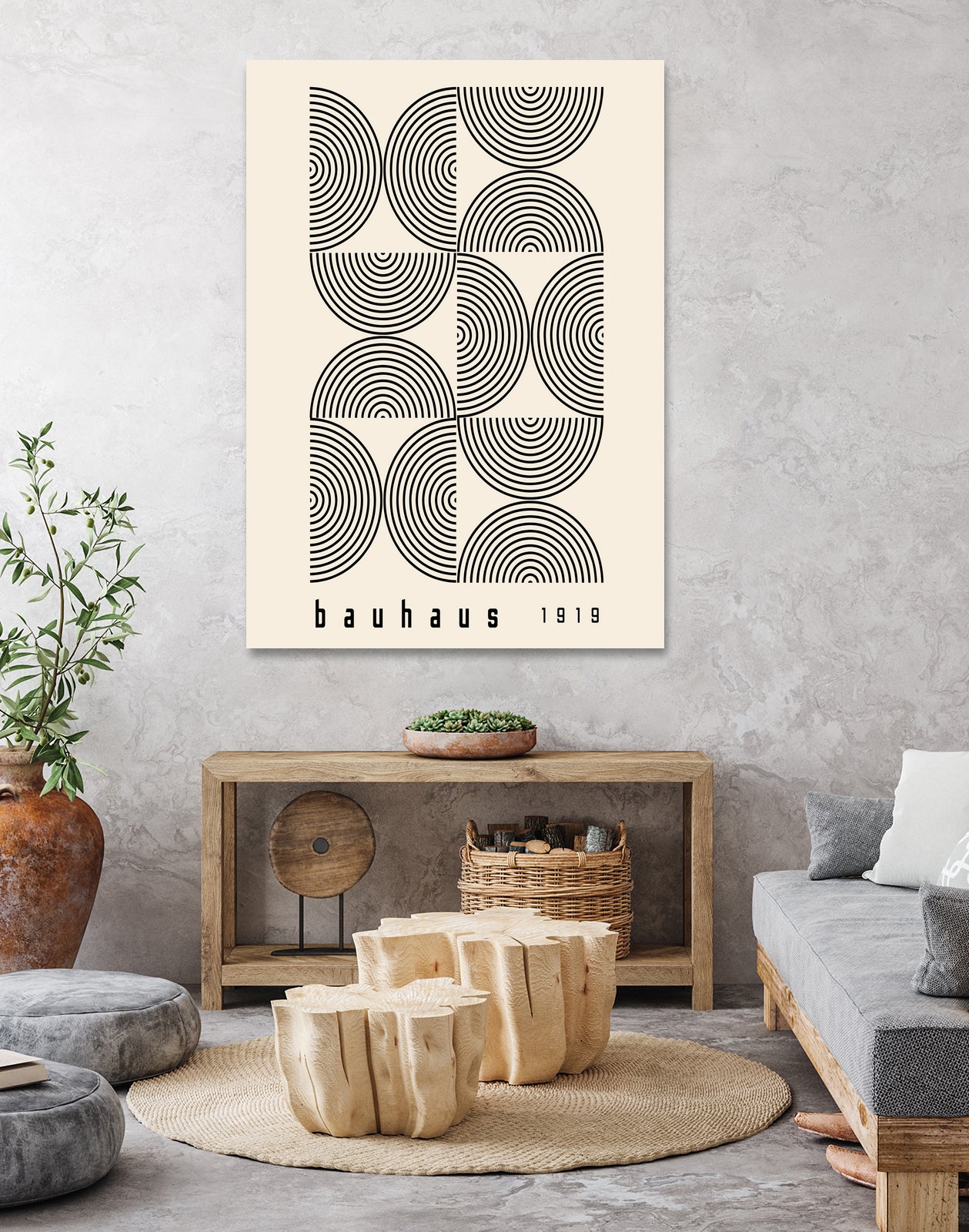 Bauhaus 1919 by M studio on GIANT ART - beige abstact framed canvas