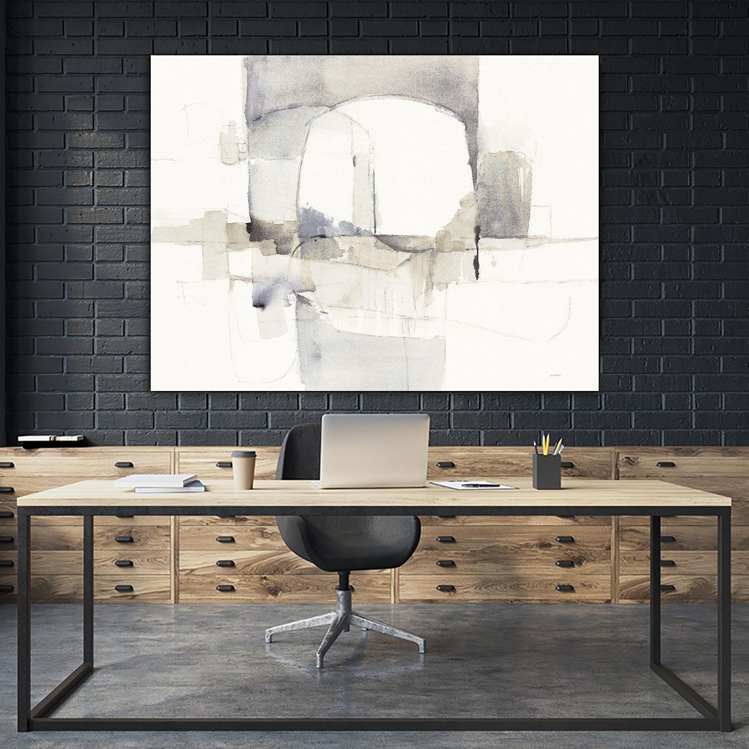 Improvisation I Gray by Mike Schick on GIANT ART - white watercolour soft abstract