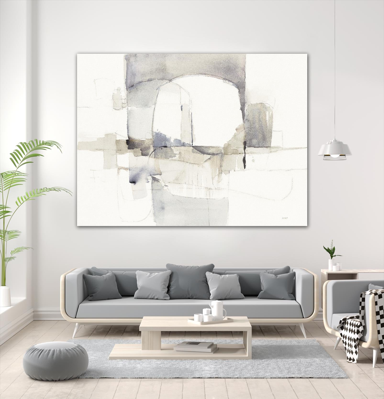 Improvisation I Gray by Mike Schick on GIANT ART - white watercolour soft abstract