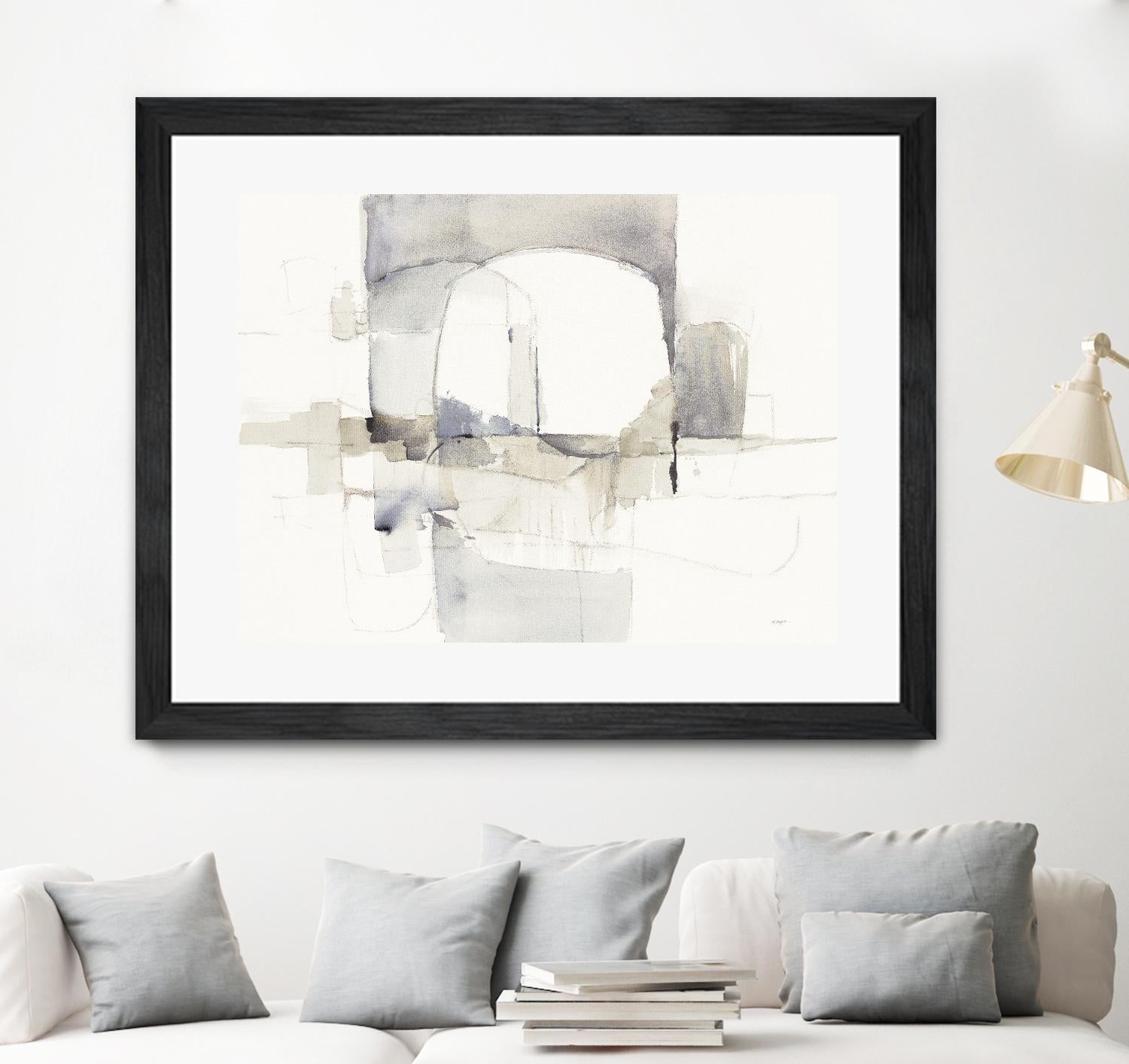Improvisation I Gray by Mike Schick on GIANT ART - white watercolour soft abstract