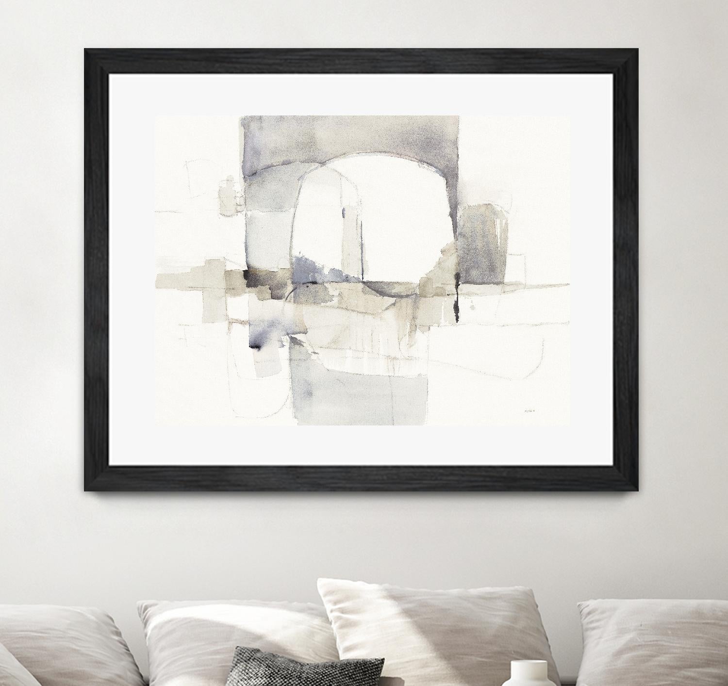 Improvisation I Gray by Mike Schick on GIANT ART - white watercolour soft abstract