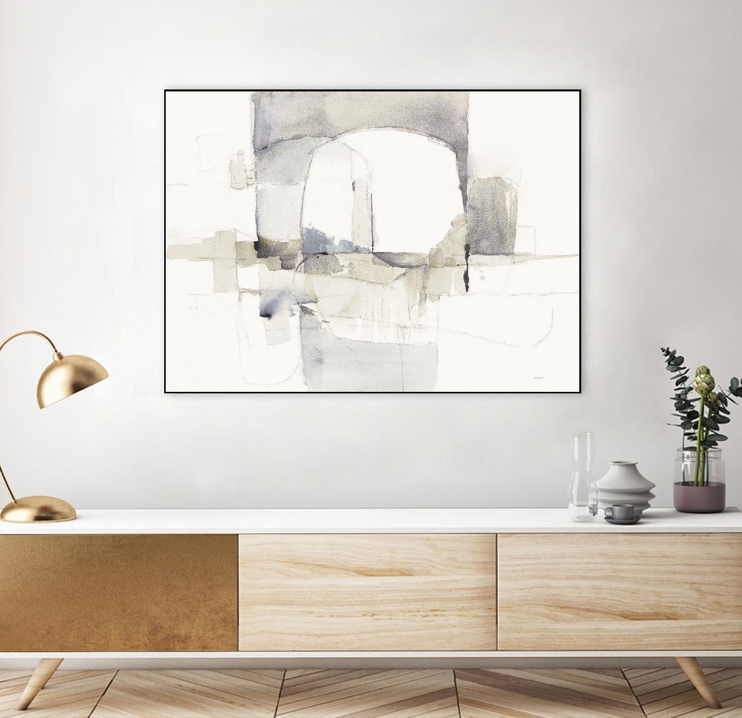 Improvisation I Gray by Mike Schick on GIANT ART - white watercolour soft abstract