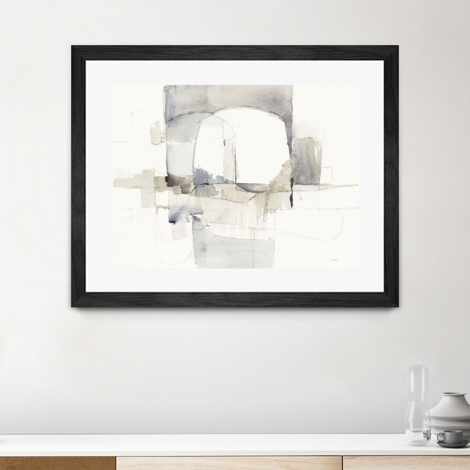 Improvisation I Gray by Mike Schick on GIANT ART - white watercolour soft abstract