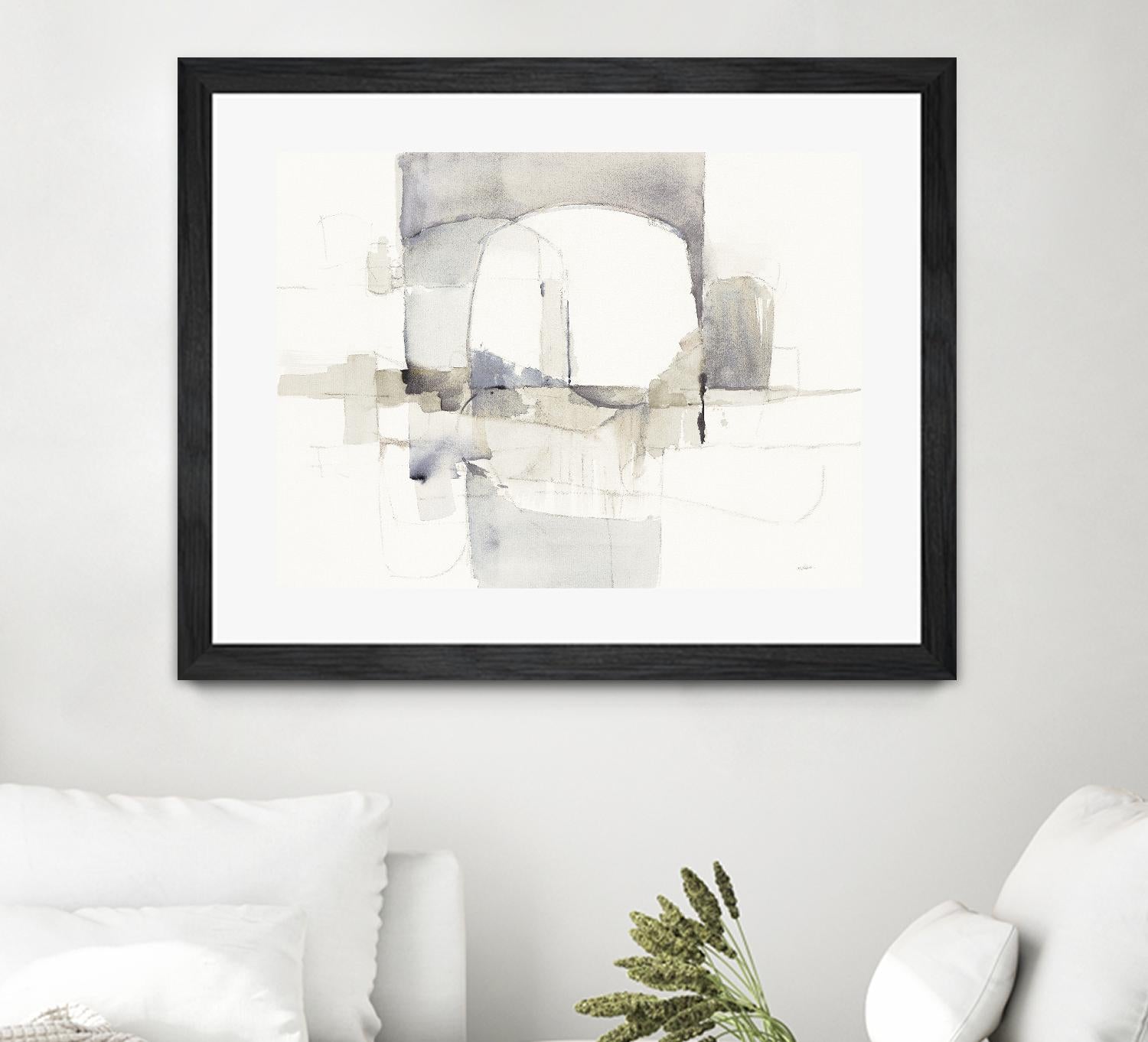 Improvisation I Gray by Mike Schick on GIANT ART - white watercolour soft abstract