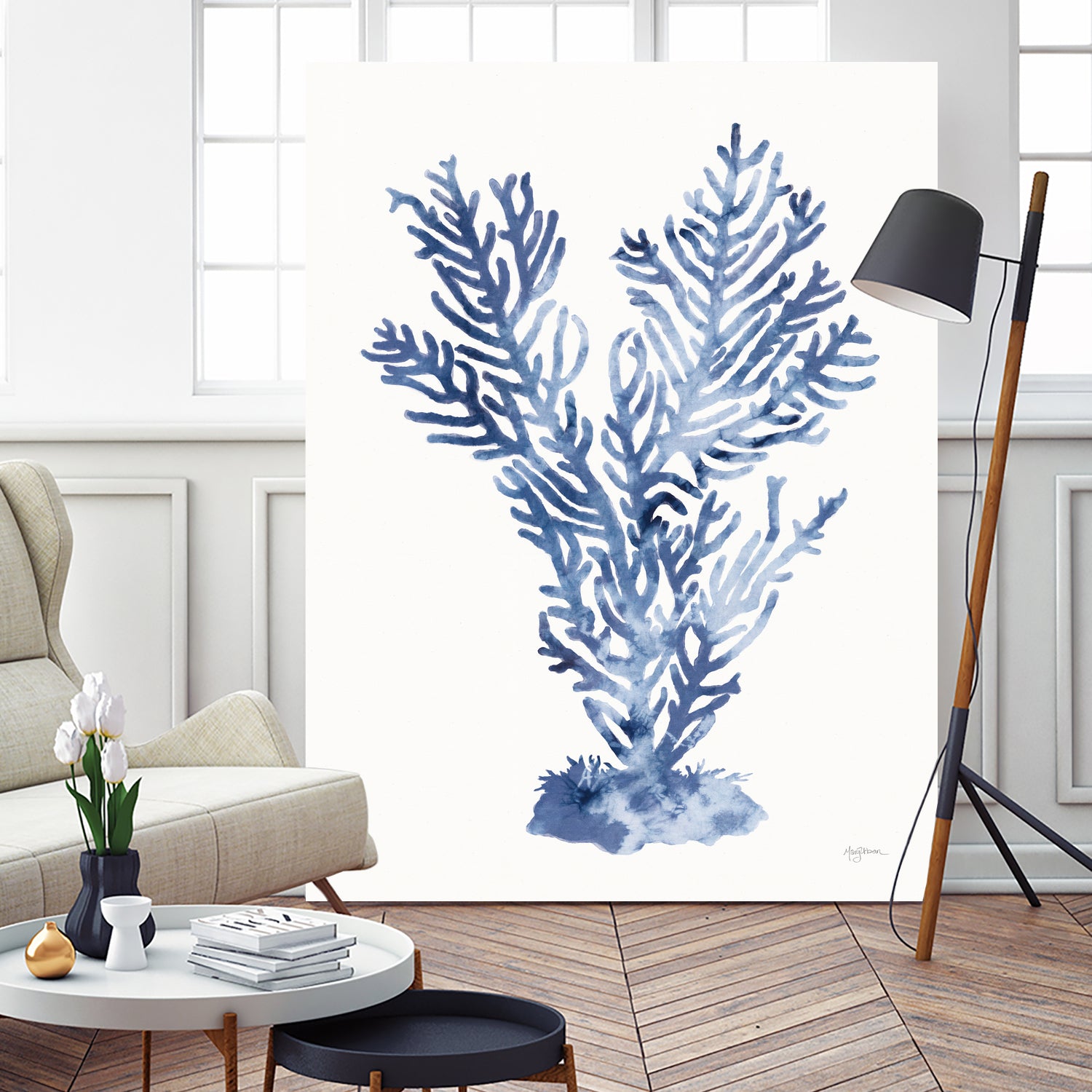 Shibori Coral I by Mary Urban on GIANT ART - blue