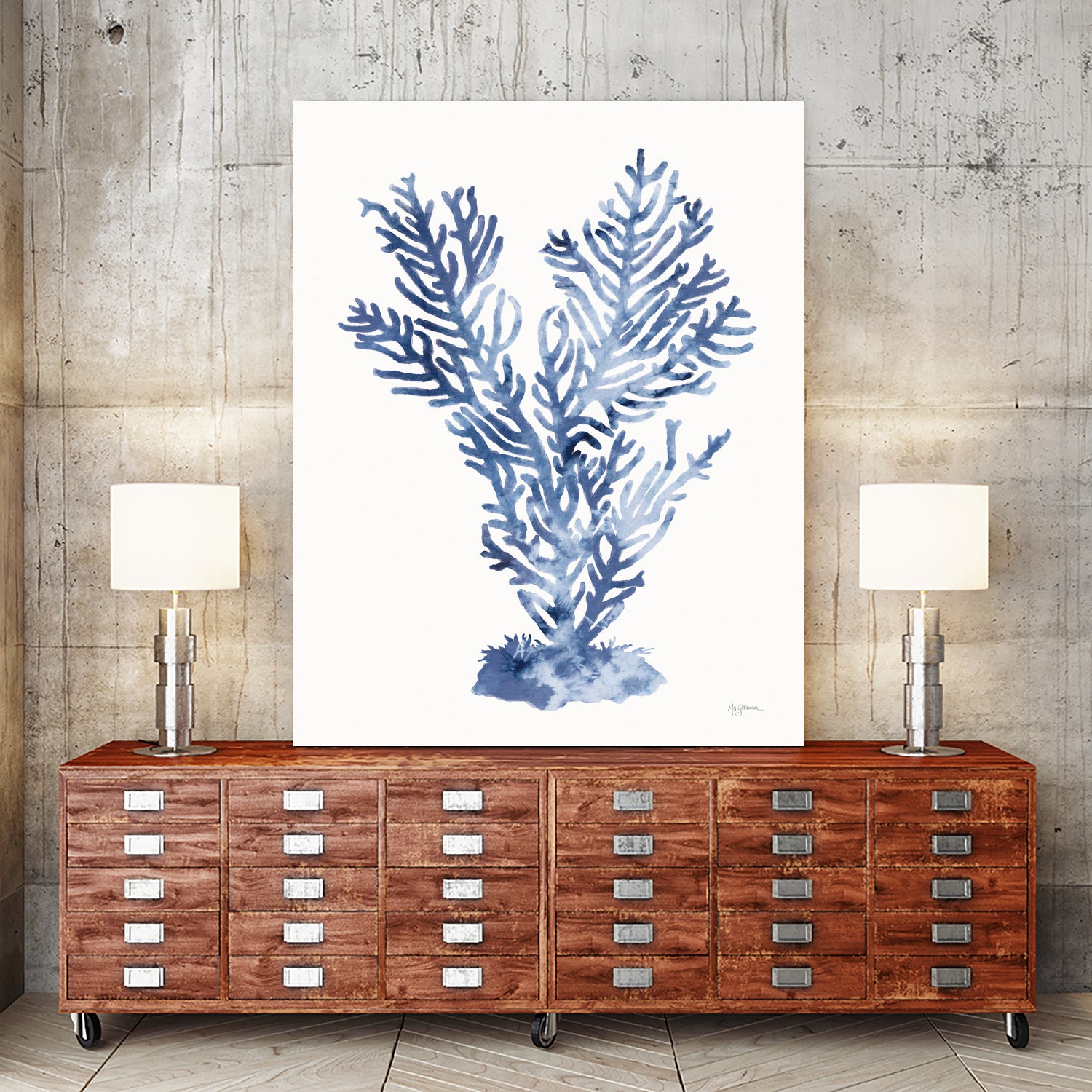 Shibori Coral I by Mary Urban on GIANT ART - blue