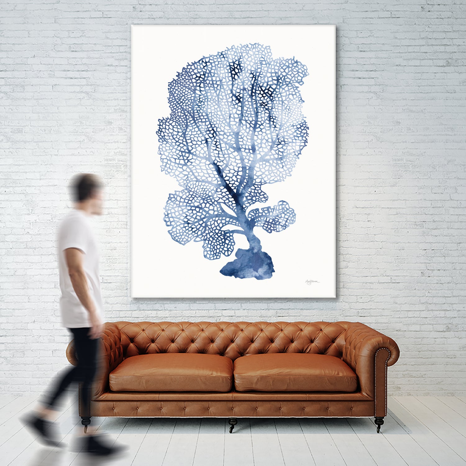 Shibori Coral II by Mary Urban on GIANT ART - blue