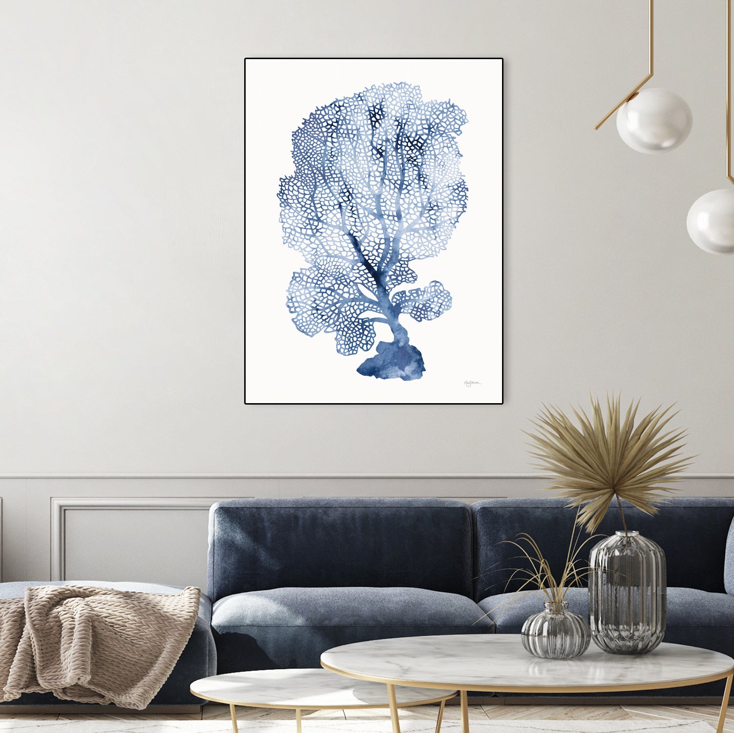 Shibori Coral II by Mary Urban on GIANT ART - blue