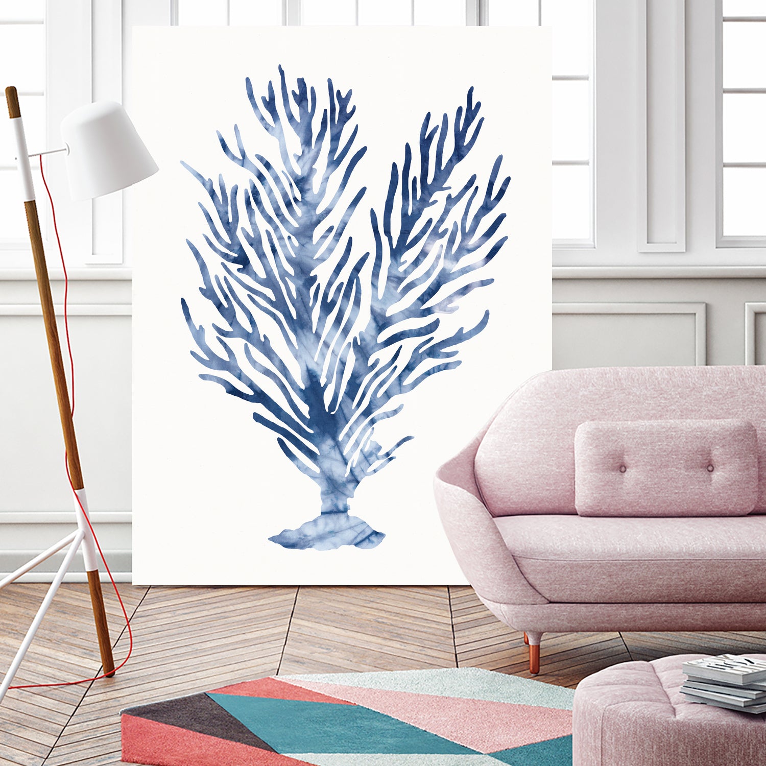 Shibori Coral IV by Mary Urban on GIANT ART - blue