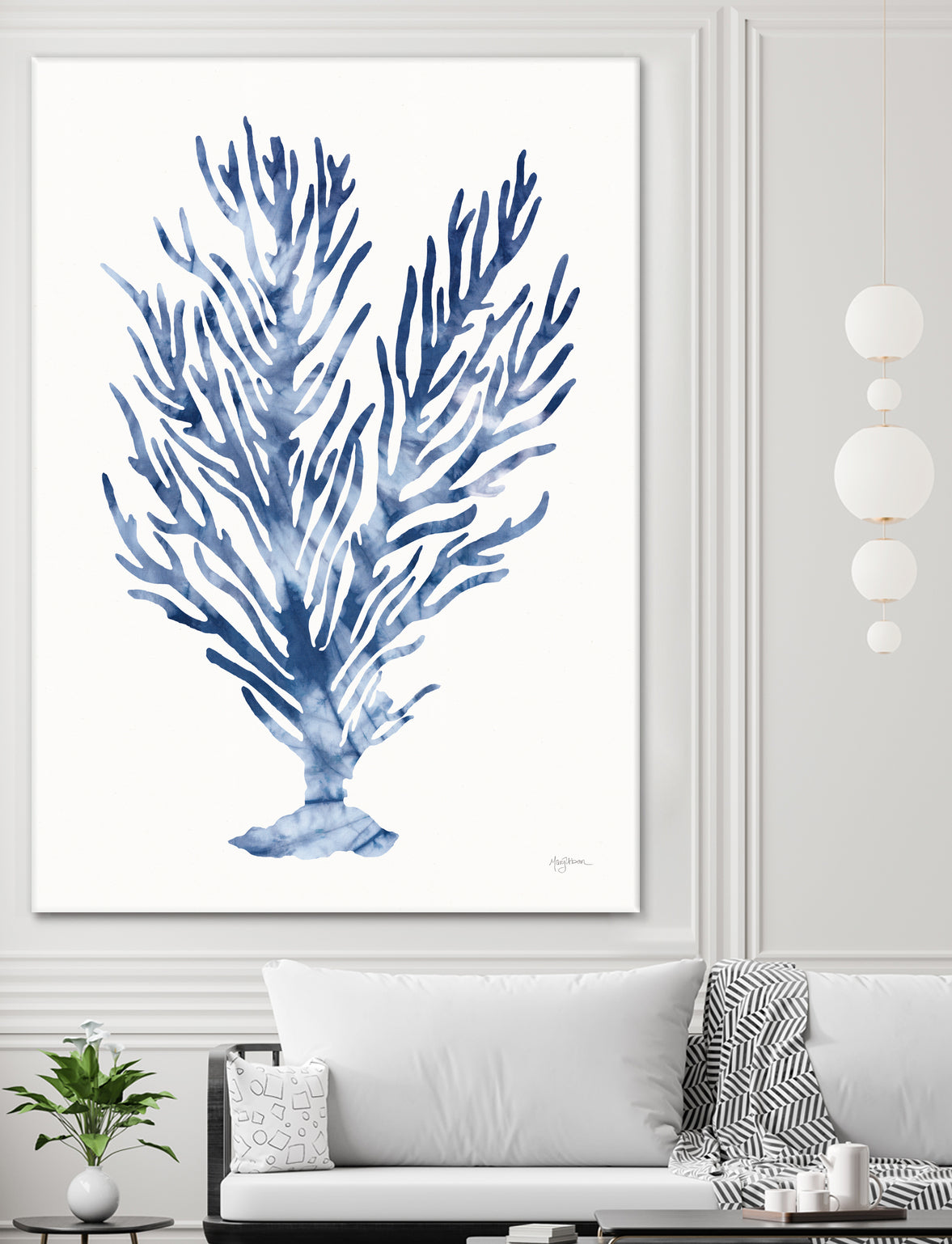 Shibori Coral IV by Mary Urban on GIANT ART - blue